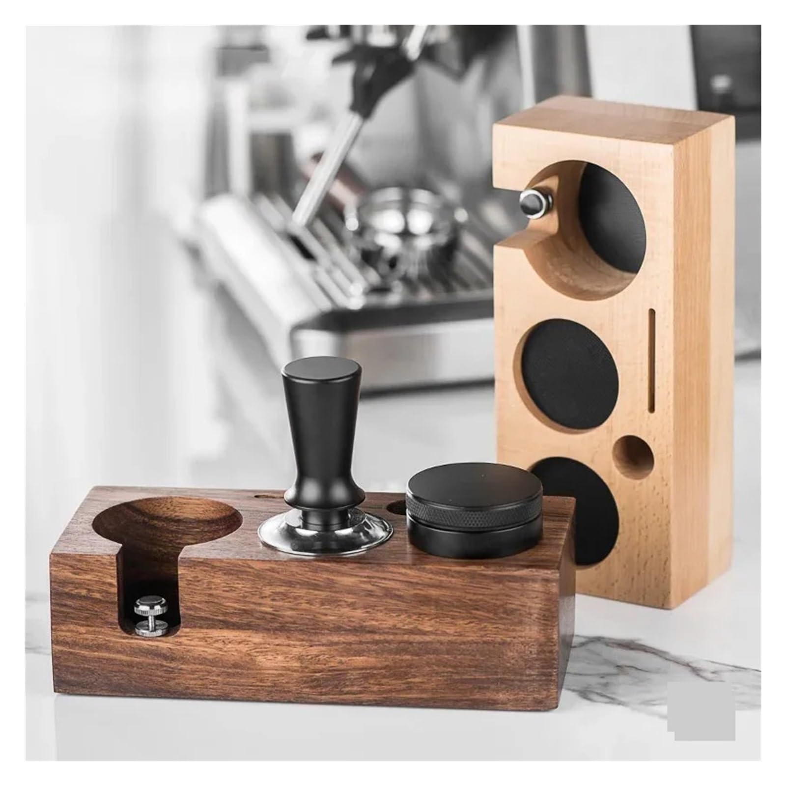 Soporte De Estación De Manipulación De Café, Soporte Antideslizante De Madera For Espresso, Almacenamiento De Filtro De Cepillo, Accesorios De Barista