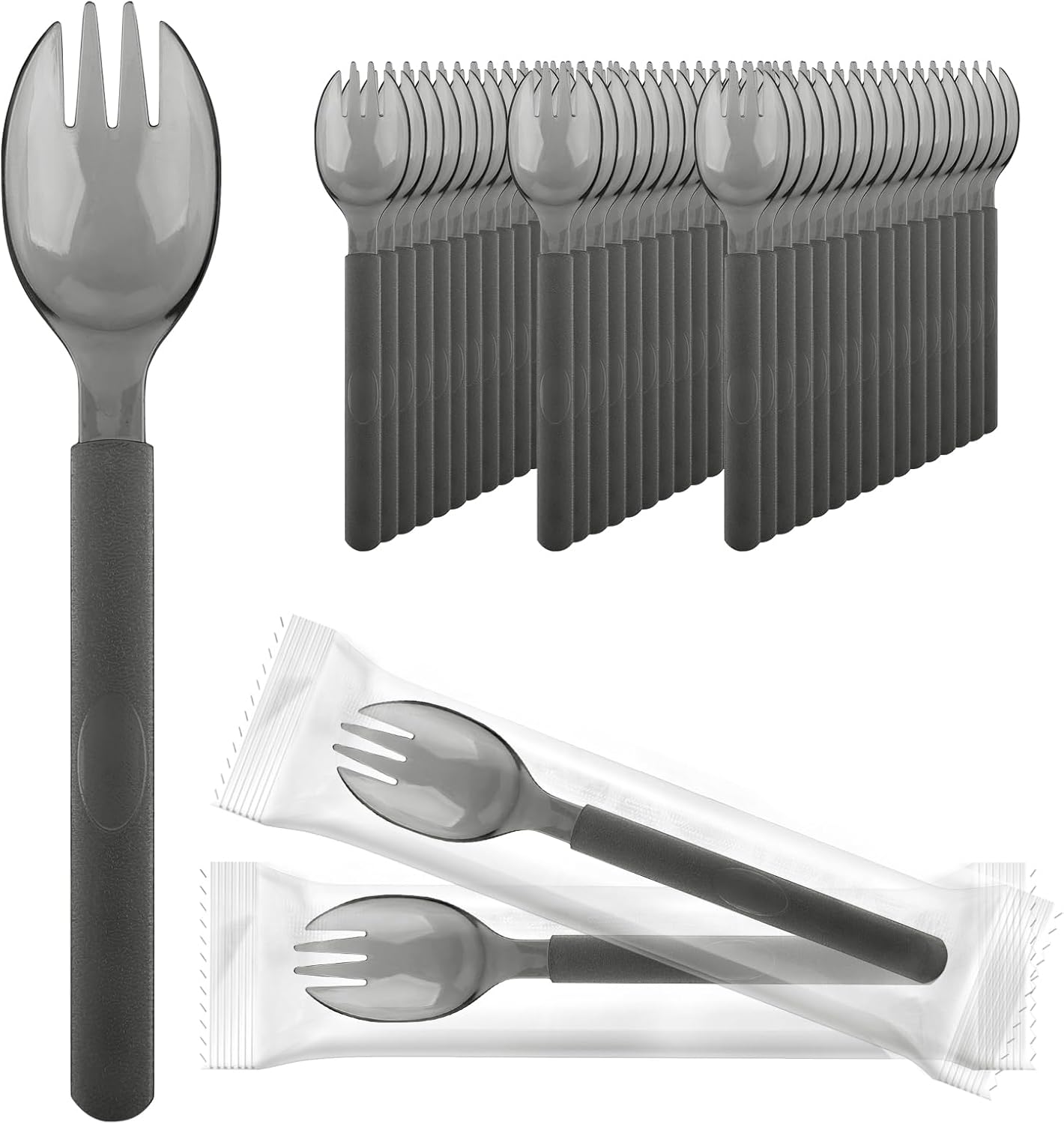 EUSOAR Disposable Sporks, 50pcs 6.8"x1.3" Plastic Sporks