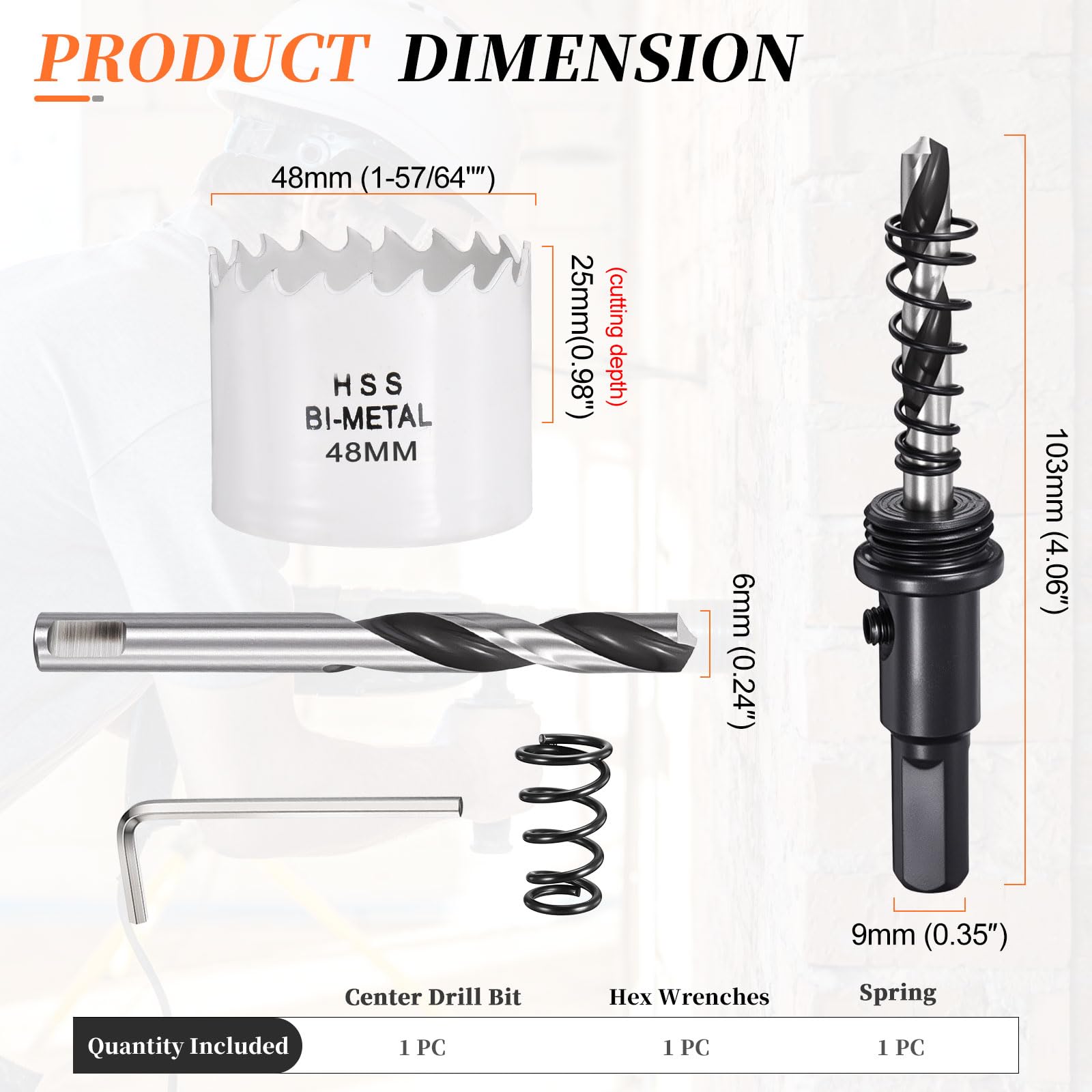 METALLIXITY Bi-Metal Hole Saw 1-57/64", M42 HSS Circular Head 48mm Hole Cutter with Center Drill Bit - Image 2