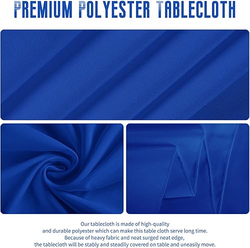 Miniatura 3 de Paquete de 8 manteles de 60 x 102 pulgadas, mantel azul real para mesas rectangulares de 6 pies, resistentes a las manchas y a las arrugas, mantel