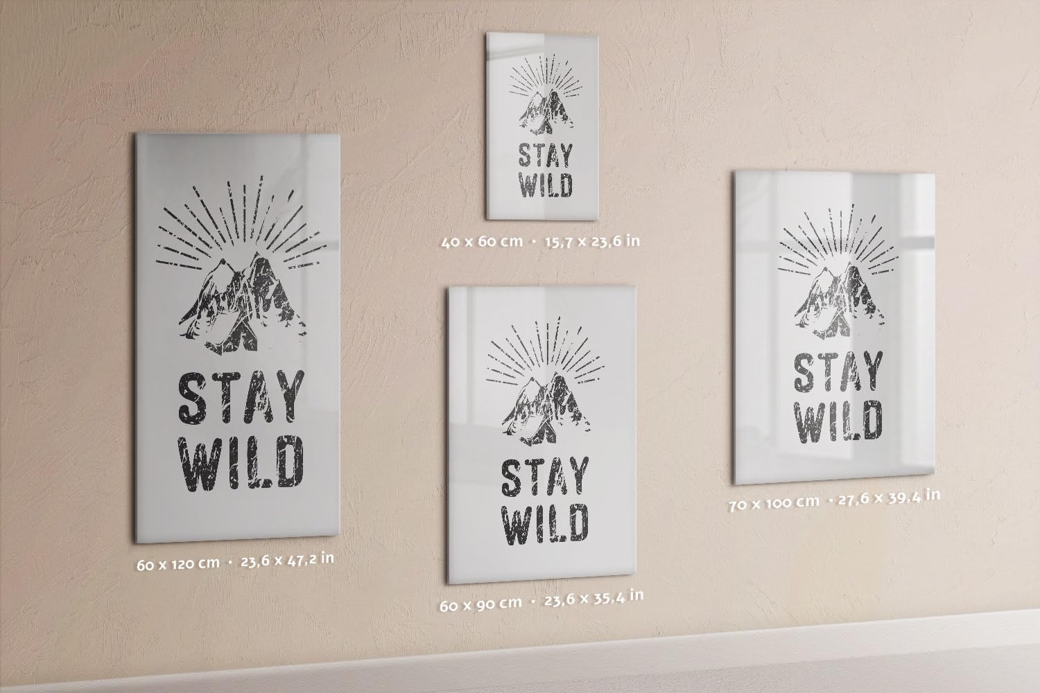 Glas-Magnettafel mit Neodym-Magneten, Marker & Schwamm | Hochwertiges Whiteboard aus gehärtetem Glas | Kratzfest, beschreibbar & für Büro, Homeoffice, Küche- 40x60cm - Bleibe in den wilden Bergen