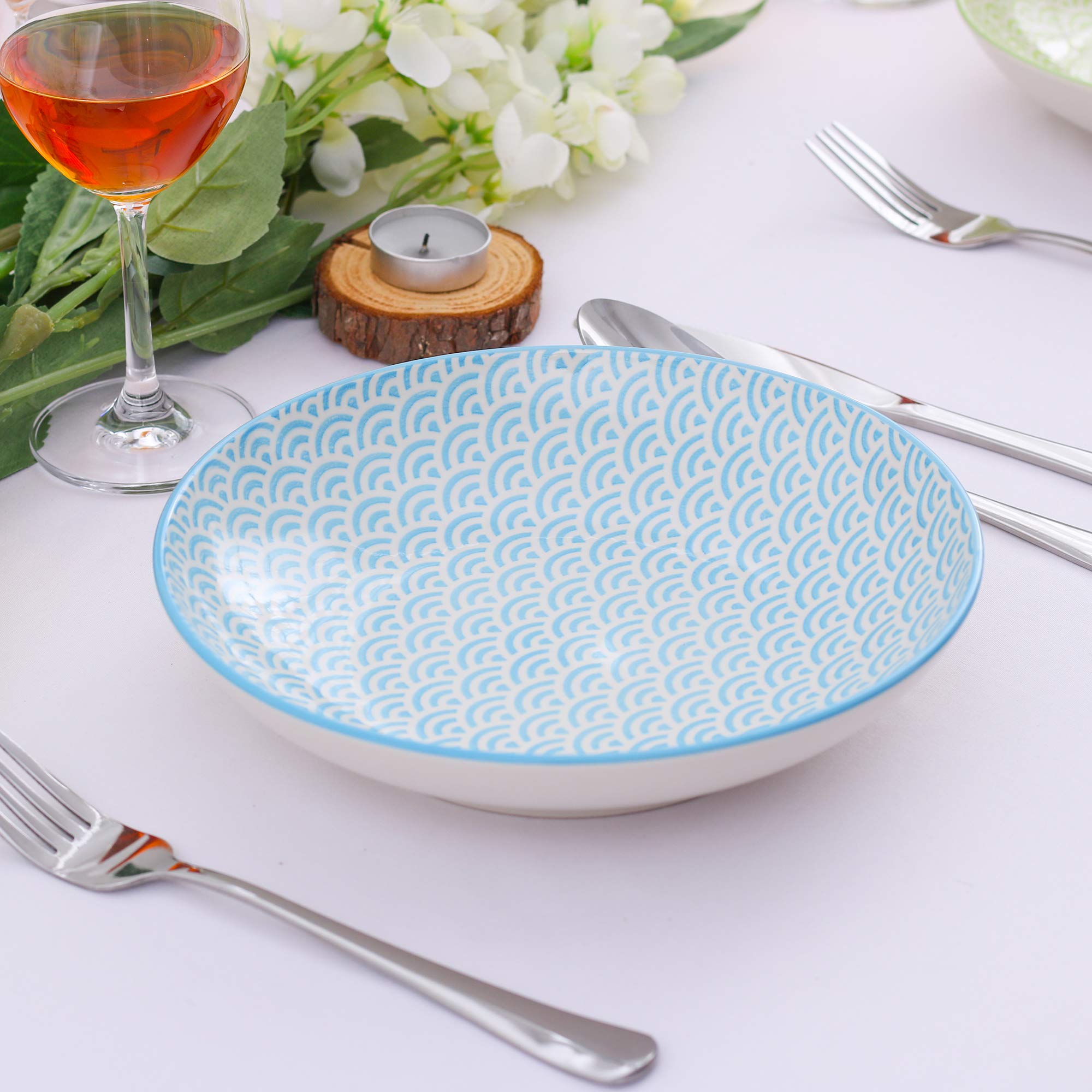 vancasso, série Natsuki, assiette creuse, 12 pièces, en porcelaine, style japonais
