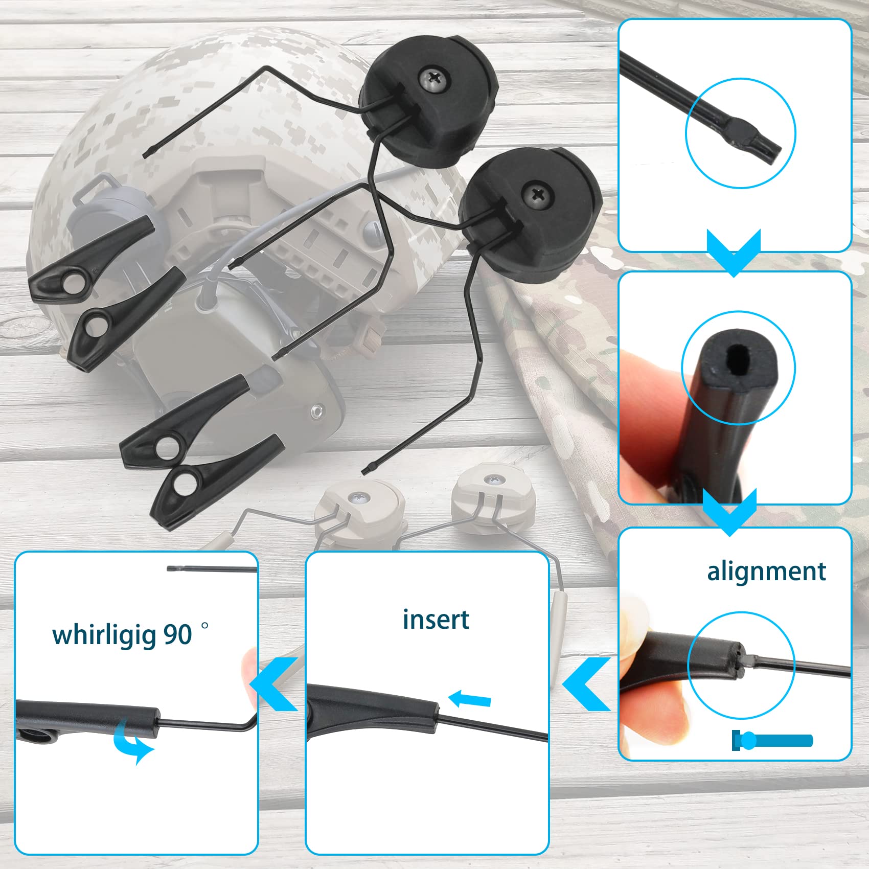 ARC-Schienenadapter, kompatibel mit Howard Leight Impact Sports Serie von Ohrenschützern, Schwarz , G