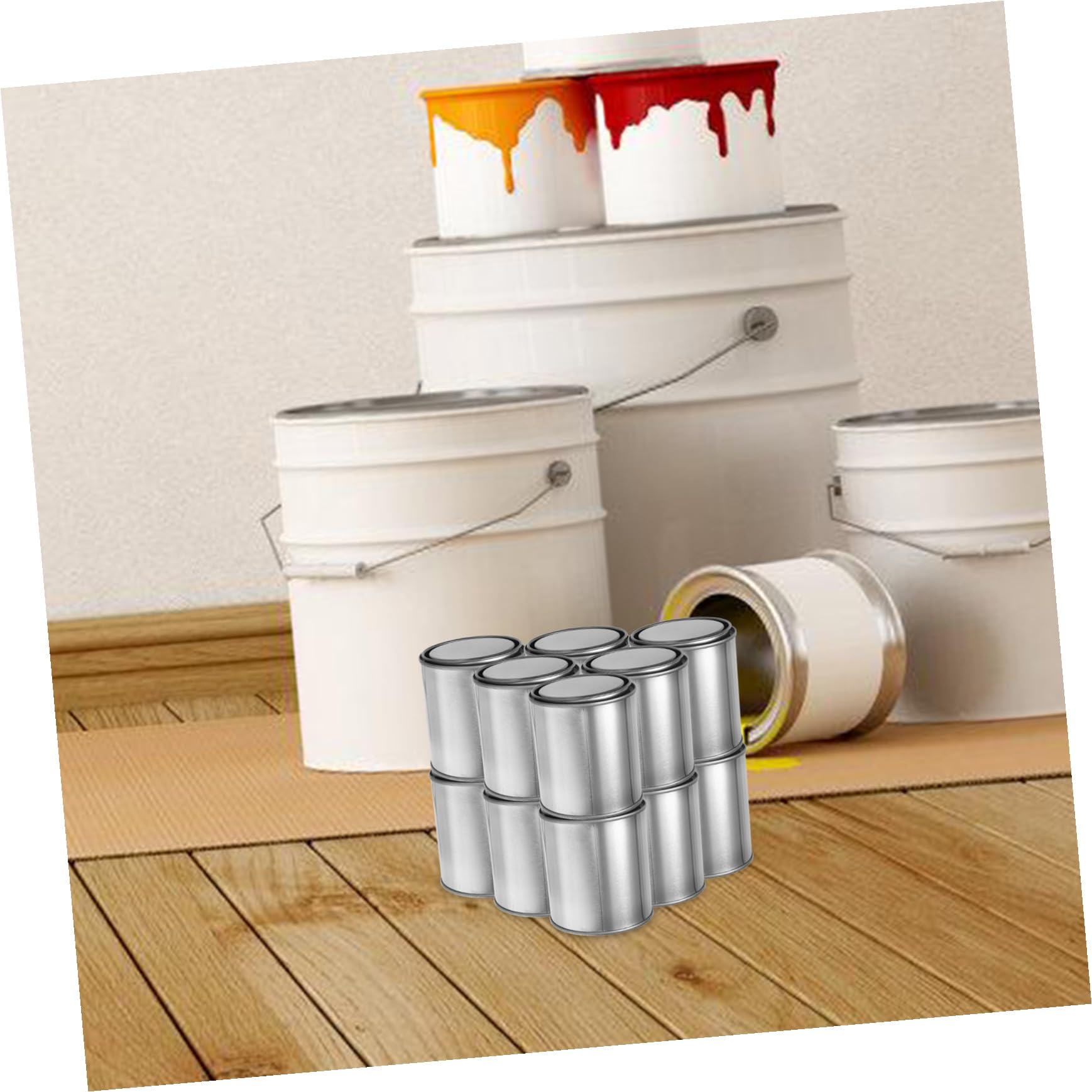 Botes Metálicos para Pintura con Tapa y Abridor Envases sin Forro de Alta Capacidad para Almacenamiento Manualidades y Pintura Fácil Limpieza y Uso Versátil