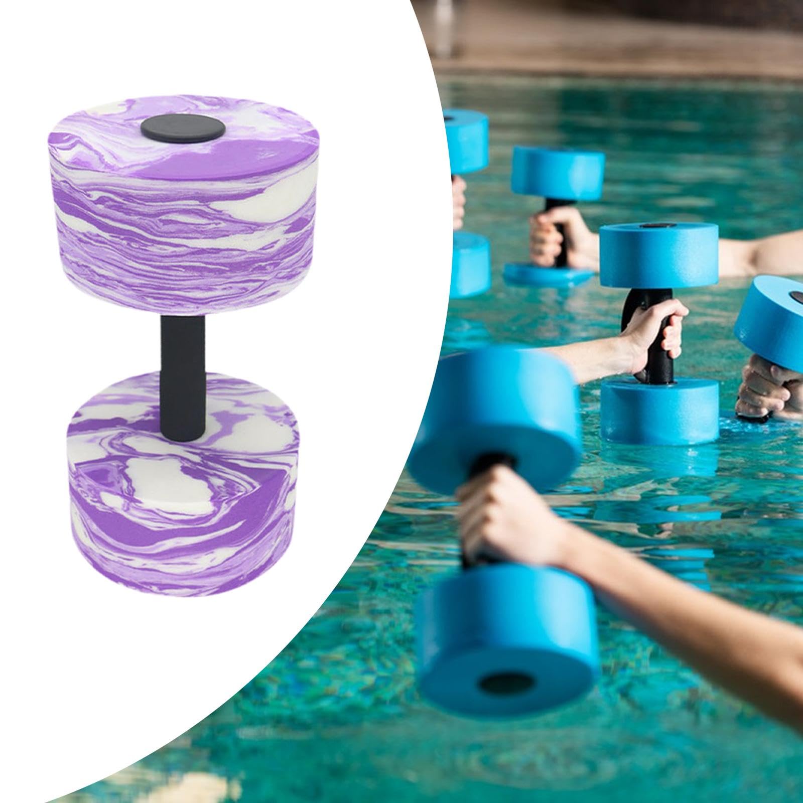 kowaku Aquatic Exercise Dumbbell Workout Swimming Barbell Portable EVA Foam Dumbbell Water Aerobic for Women Men Adults, Violet White