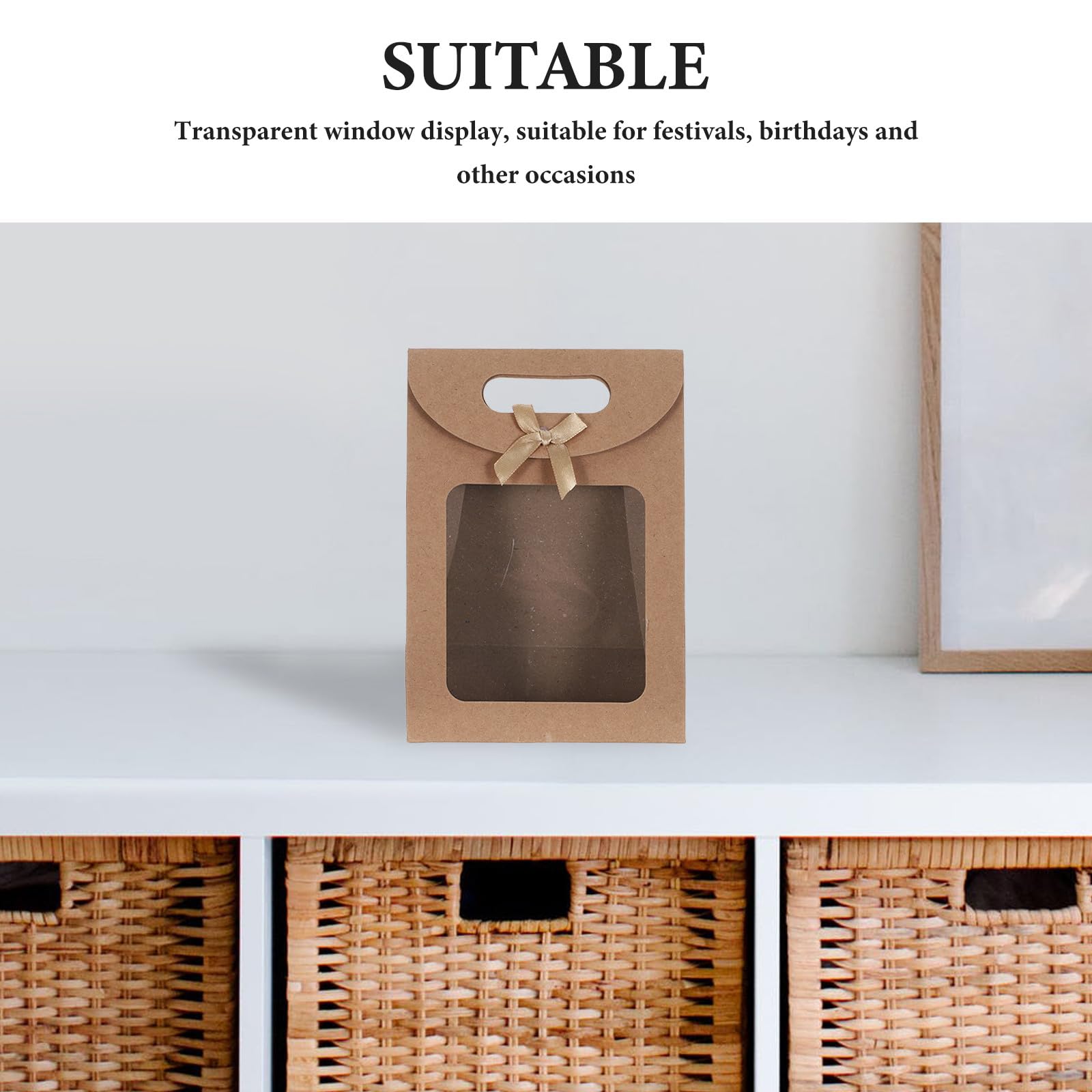 Bolsas de Ventana Transparente con Lazo y Asa, 20 Piezas para Dulces