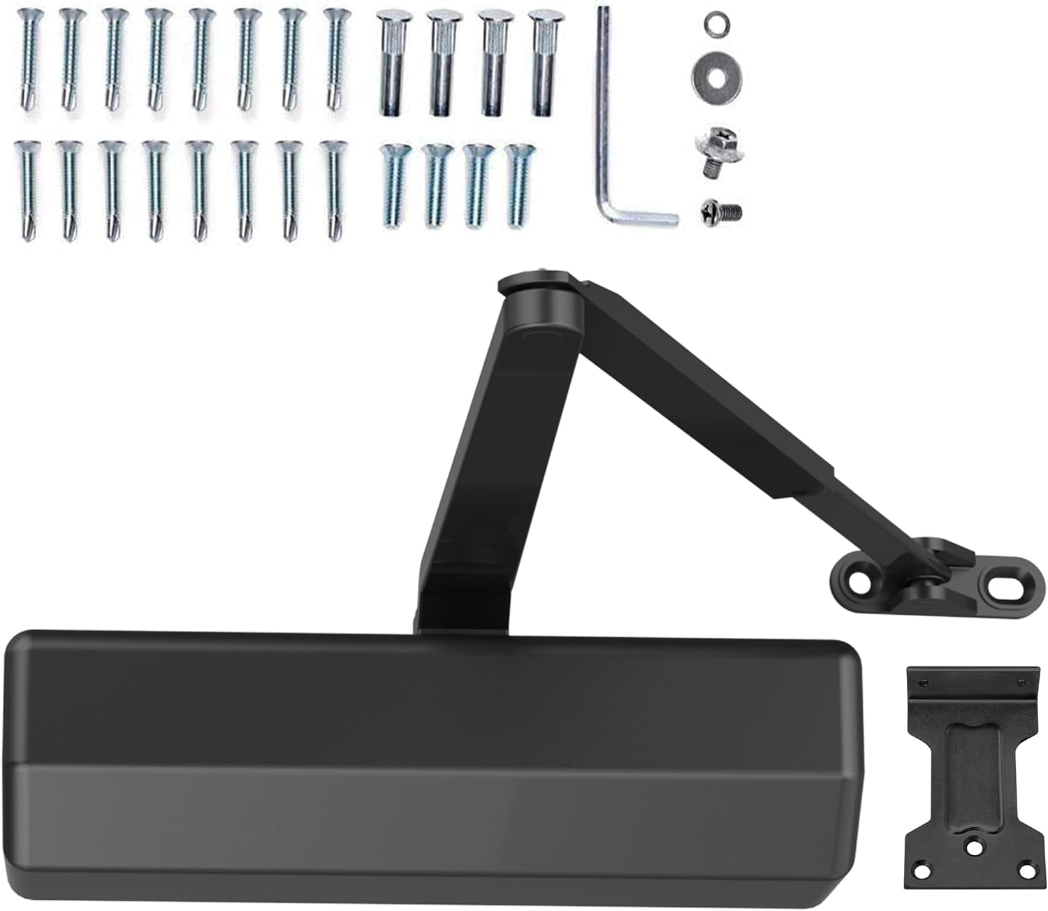 Automatic Door Closer Heavy Duty Hydraulic Aluminum Alloy Surface Mounted Home Door Closer Commerical UL 3-Hour Fire Rating ANSI Grade 1 Adjustable Speed Spring Size 2-5 Door Weight 44-330 Lbs