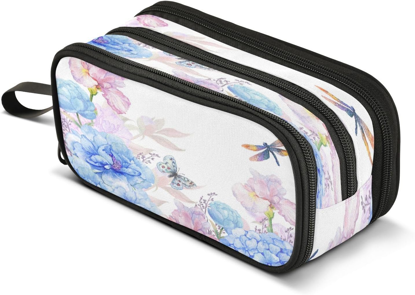 KLL Big Capacity Pencil Pen Case Floral Watercolor Flowers Peonies Zipper Waterproof Pouch Pencil Holder Stationery Storage Pencil Bag School College Office Organizer for Girl Boy Teens Adult