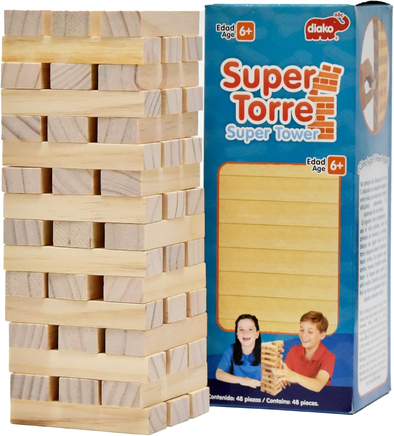 DIAKO Super Torre de Madera Gigante ABC Juego de Mesa Bloques de