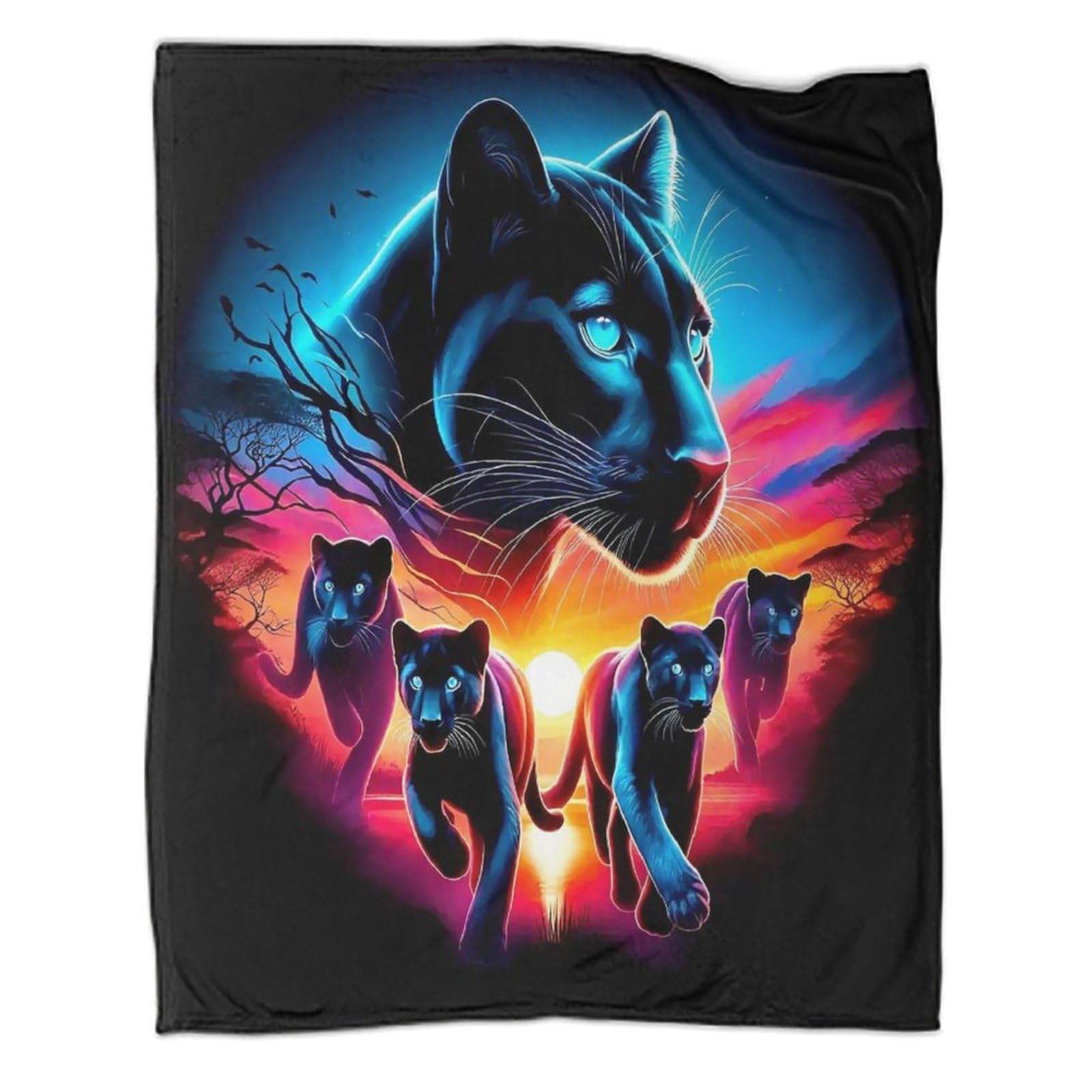 Couverture jetable flanelle 3D panthère noire 200x230cm pour lit et canapé