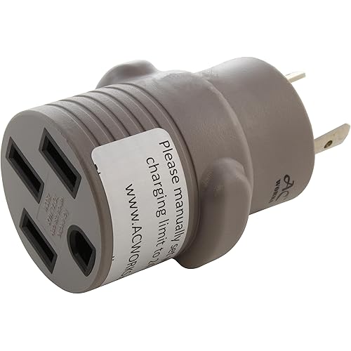 AC WORKS EV Charging Adapter for Tesla Use (L6-30 30A 250V 3-Prong to Tesla- Straight)