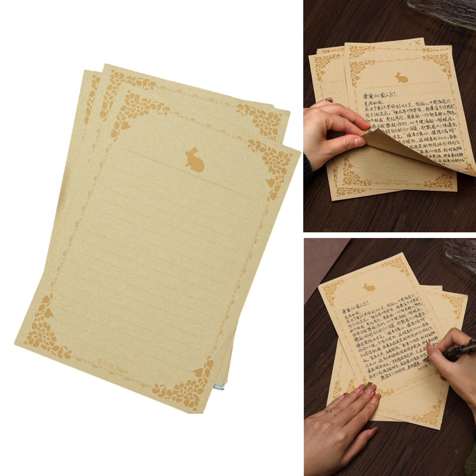 Blumen Briefpapier Set, 14, 5 x 21 cm, Briefpapier, Grußkarte für Geburtstag, Abschlussfeier, 160 Blatt Vintage Briefpapier