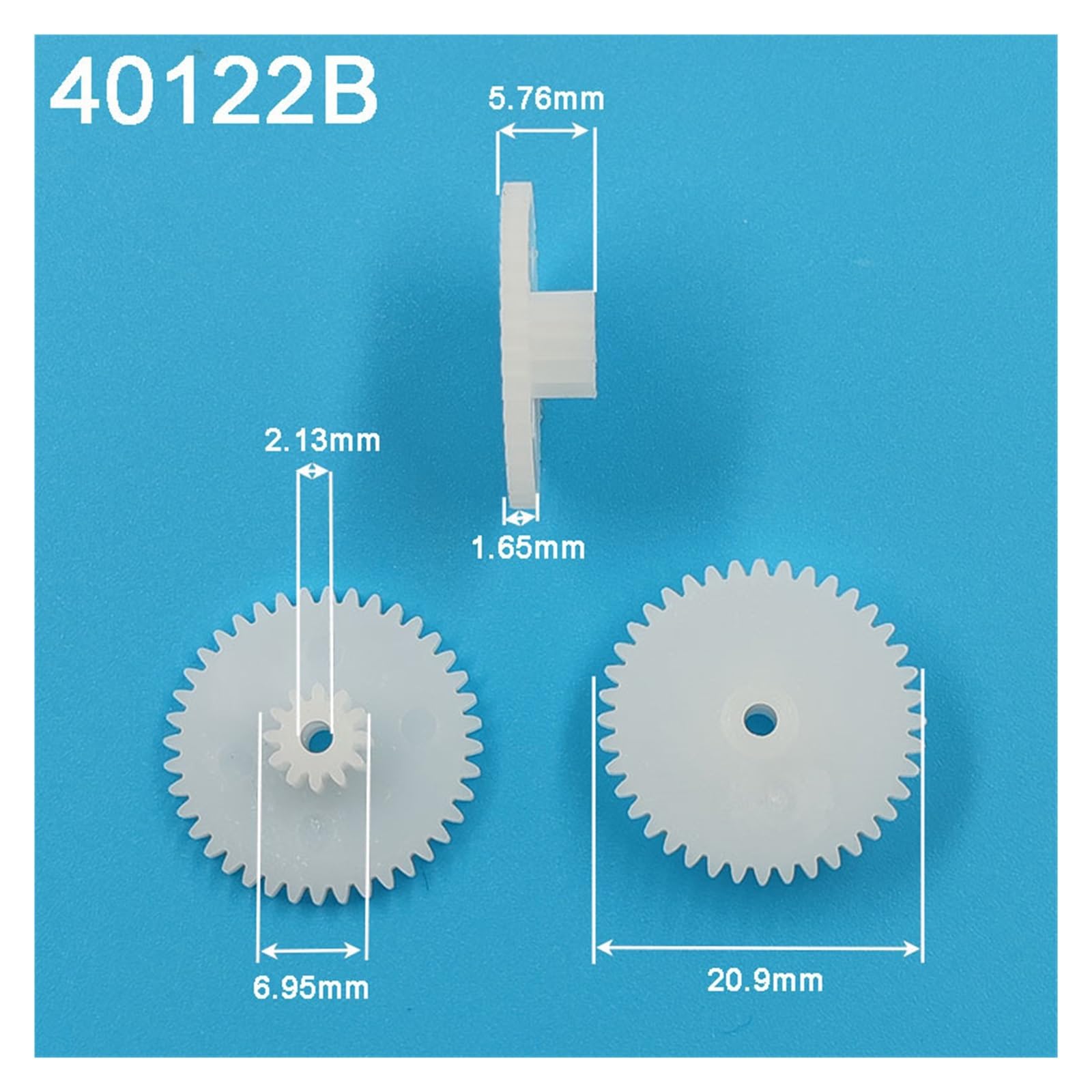 Zahnräder mit Kunststoffwelle 40122A 40122B 0,5 M Zahnräder 21mm Außendurchmesser Kunststoffteile 10 TEILE/LOS(2.13mm)