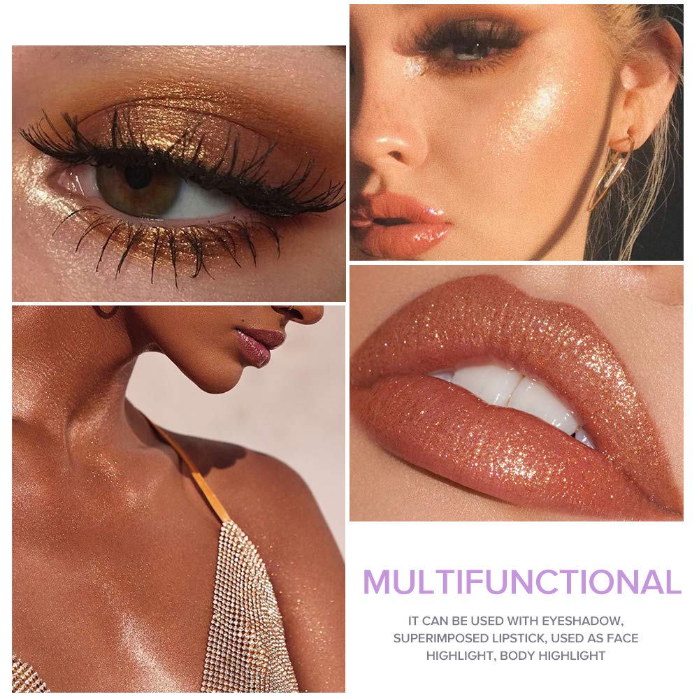 3 Colors Shimmer Eye Face Powder Makeup Set, Glitter Shine Smooth Powder High Pigmented, Long Lasing, Multi-Function for Eyeshadow Lip Body Make Up, 0.08Oz : Beauty & Personal Care