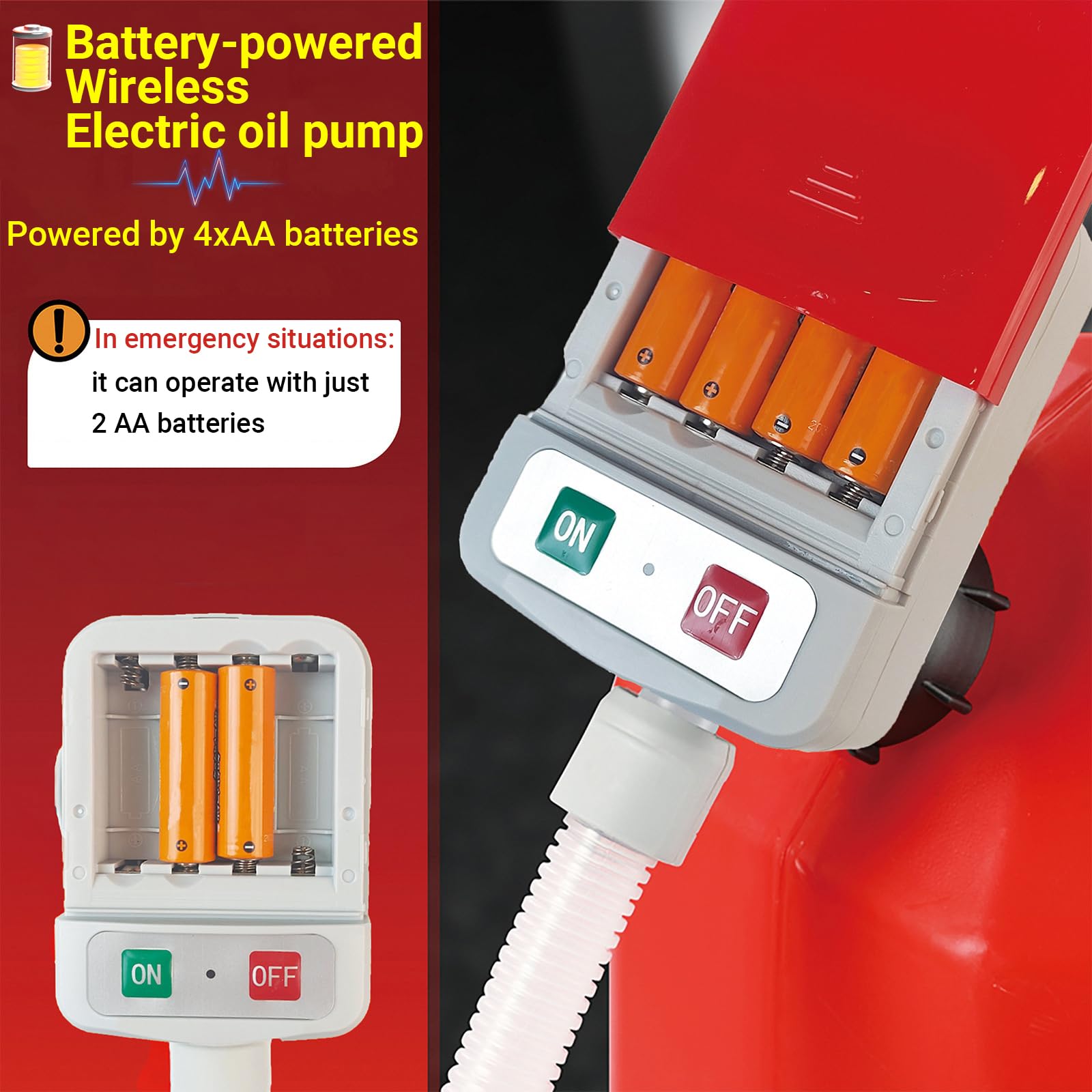 Bomba de Transferencia de Combustible con Parada Automática, Sifón Eléctrico de Alto Flujo 2.4 GPM para Gasolina, Diésel, Aceite y Agua, Portátil para Bidones de 5 Gal, Incluye 3 Adaptadores