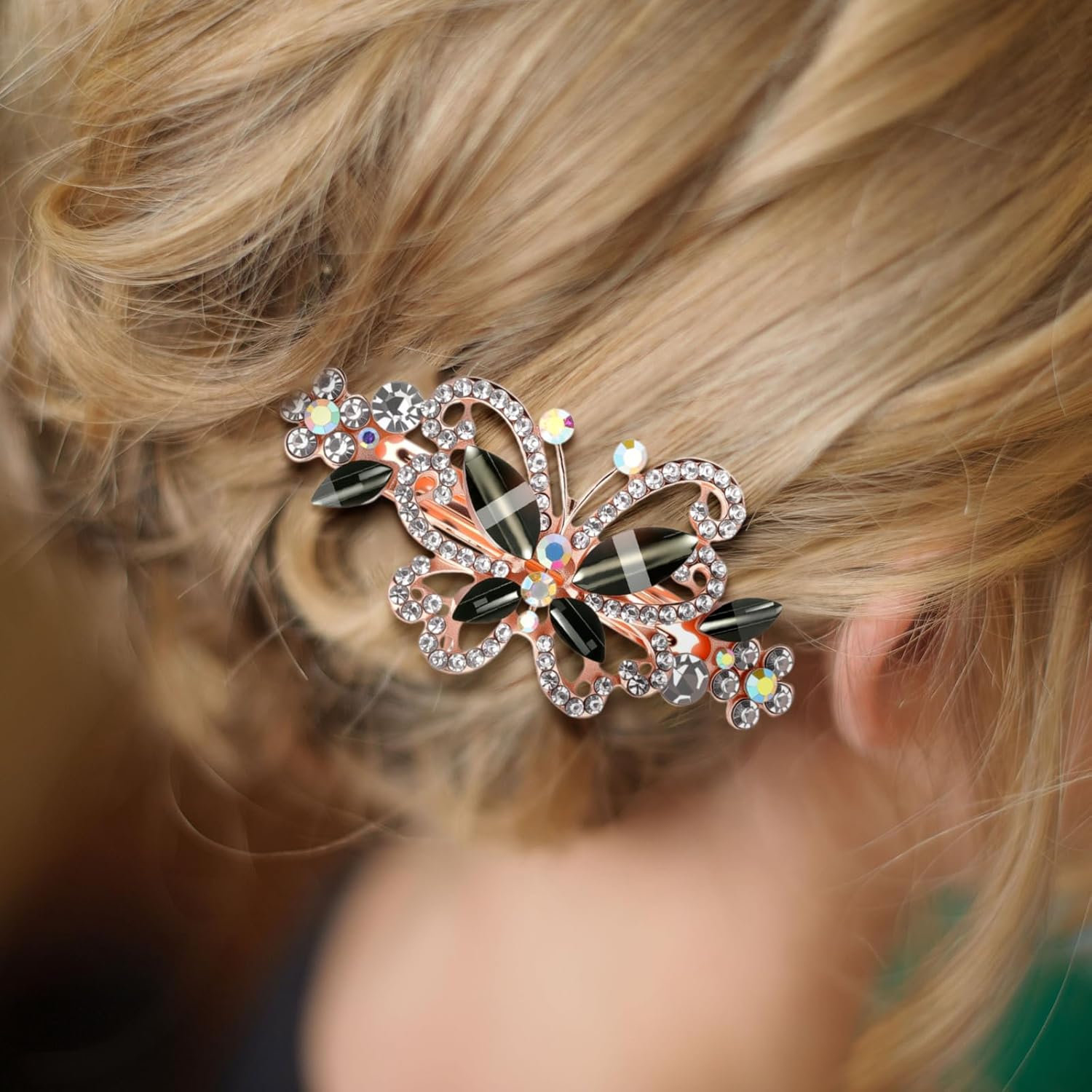 Geyoga 6 Pieces Vintage Hair Barrettes for Women Retro Flower French Pearl Crystal Rhinestones Clips Hair Pins for Women Styling Accessories(Bright Style) - Image 5