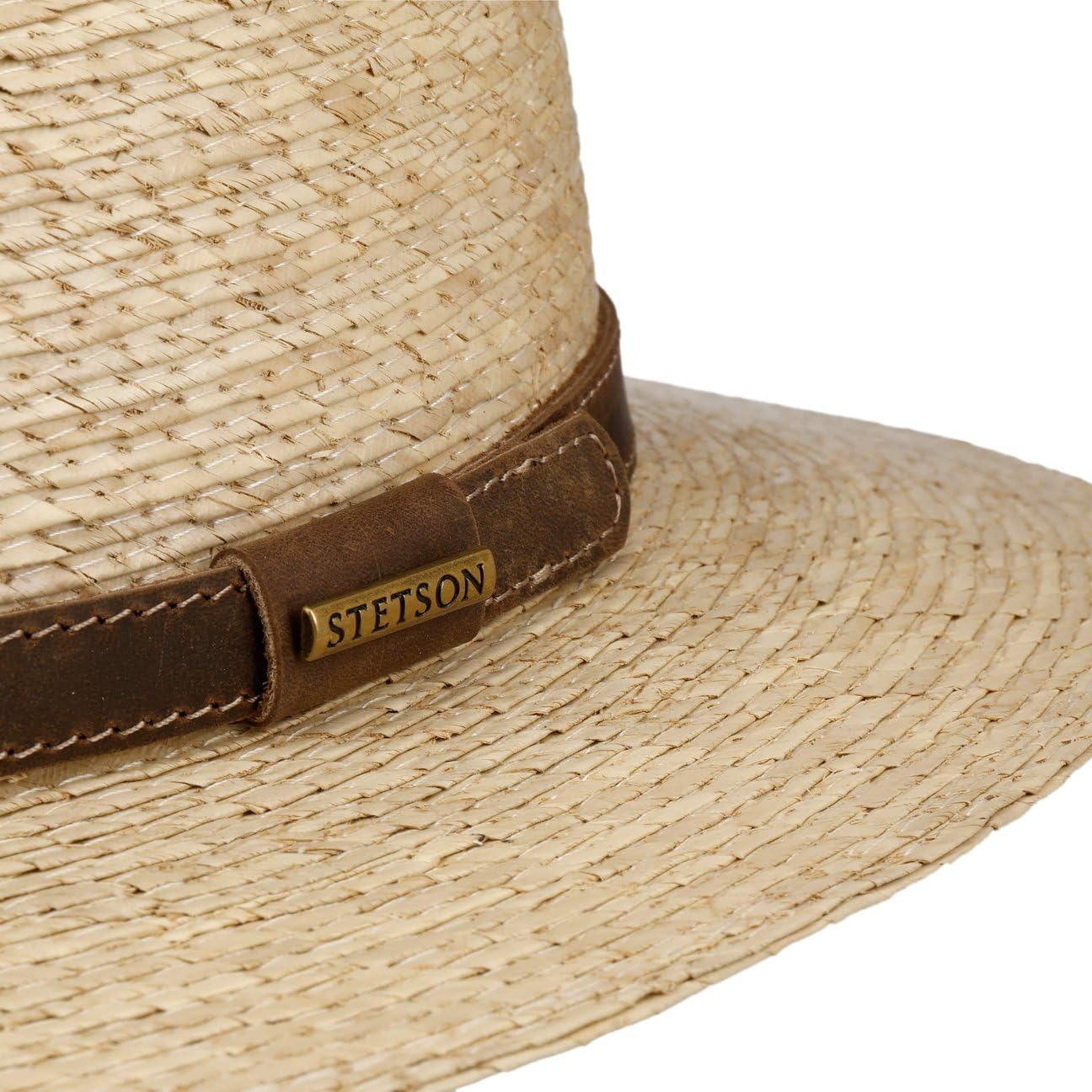 Stetson Dalespring - Sombrero para viajero, con paja de protección UV UPF 40, banda de piel para hombre, primavera y verano