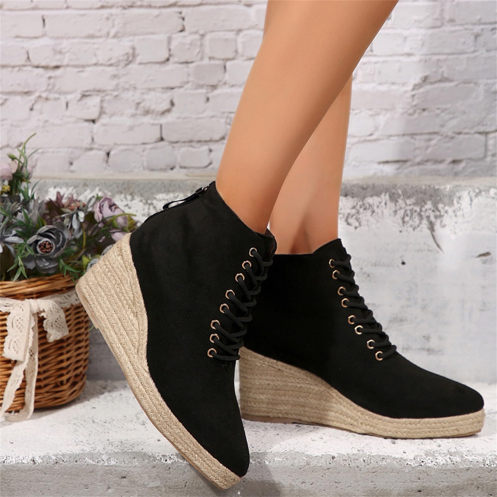 Botas cortas para mujer con tacón oblicuo, botas cortas casuales con tacón con cremallera, botas cortas de caña media alta Zapatos de mujer Zapatos de tacón Negro Elegante