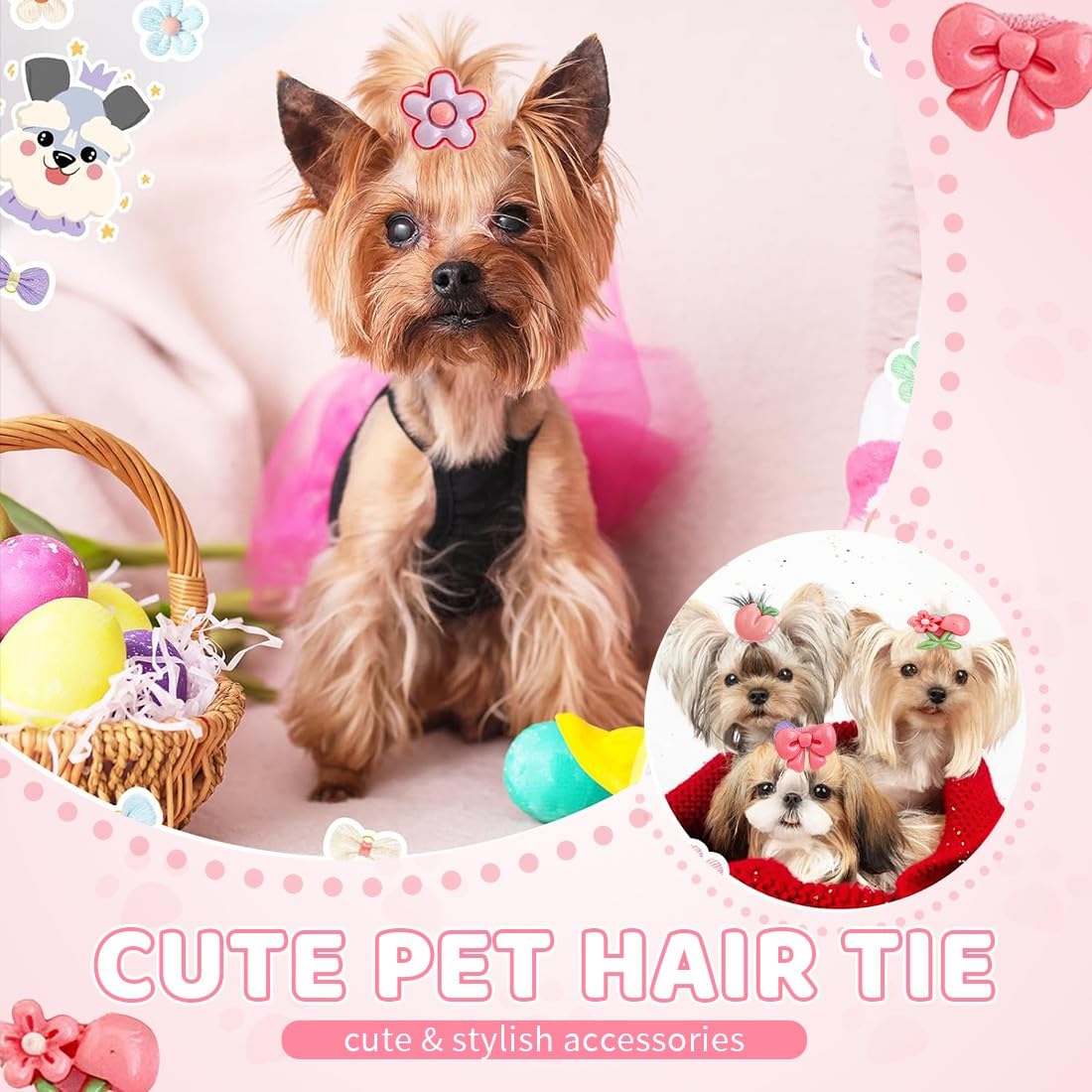 20pcs Petits Nœuds pour Poils de Chien avec Élastiques, Élastiques Nœud pour Chien Plusieurs Styles Dog Bow, Une Utilisation Quotidienne Pendant les Vacances, Accessoires de Toilettage pour animaux