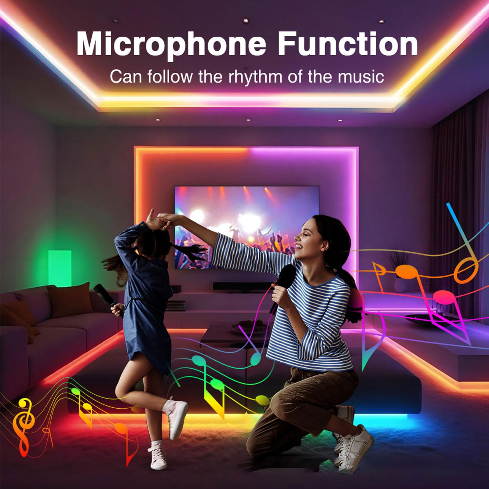 Bewinner LED-Streifenlicht-Controller mit über 100 Dynamischen Effekten, Adressierbarer RGB-IC-LED-Controller mit Musiksynchronisation, 20 A 5 A, Kompatibel mit WS2812 SK6812 WS2815