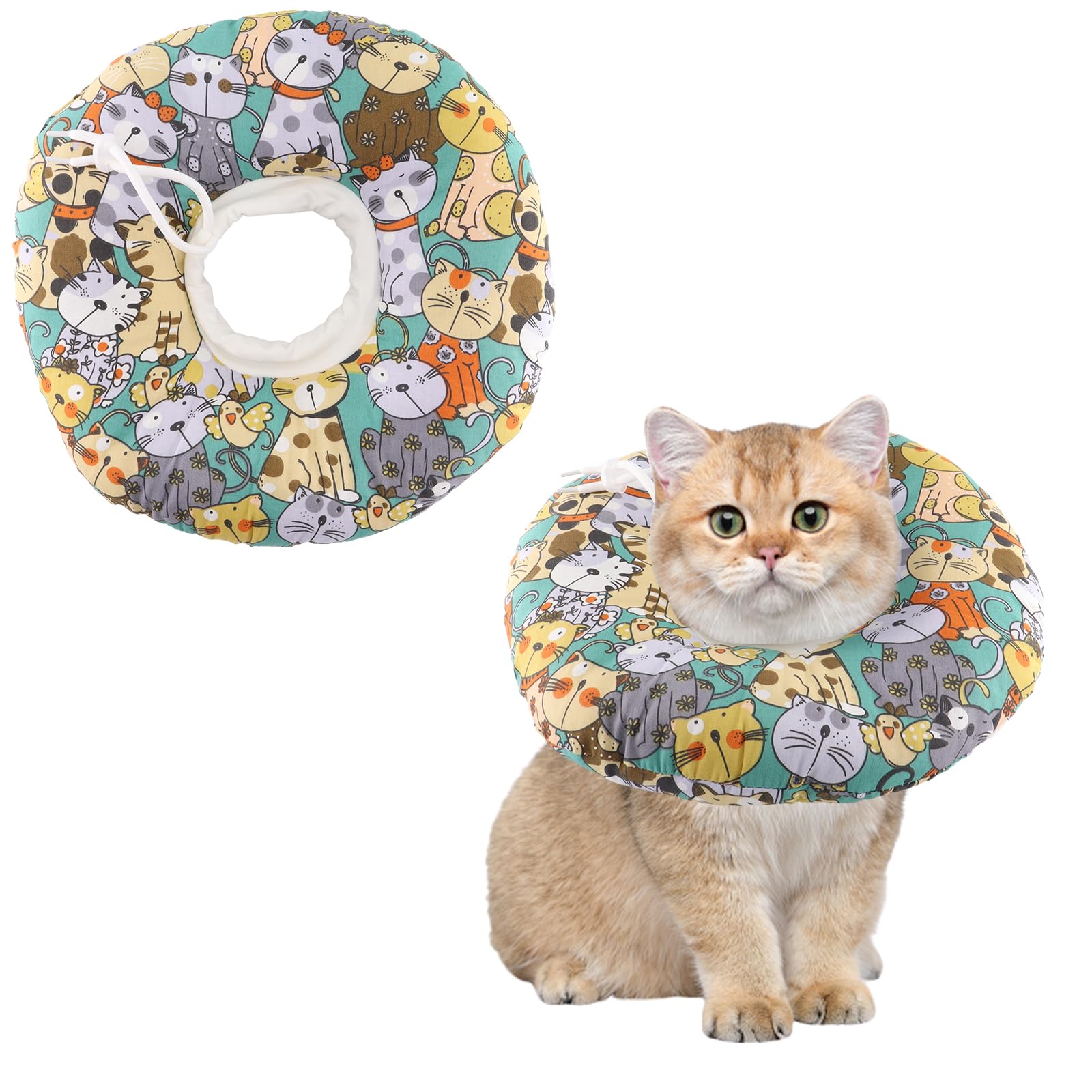 TOKSEO Collarín para gatos, ajustable, antimordida, para gatos, suave, para gatos, perros pequeños, después de la cirugía, lesiones (M)