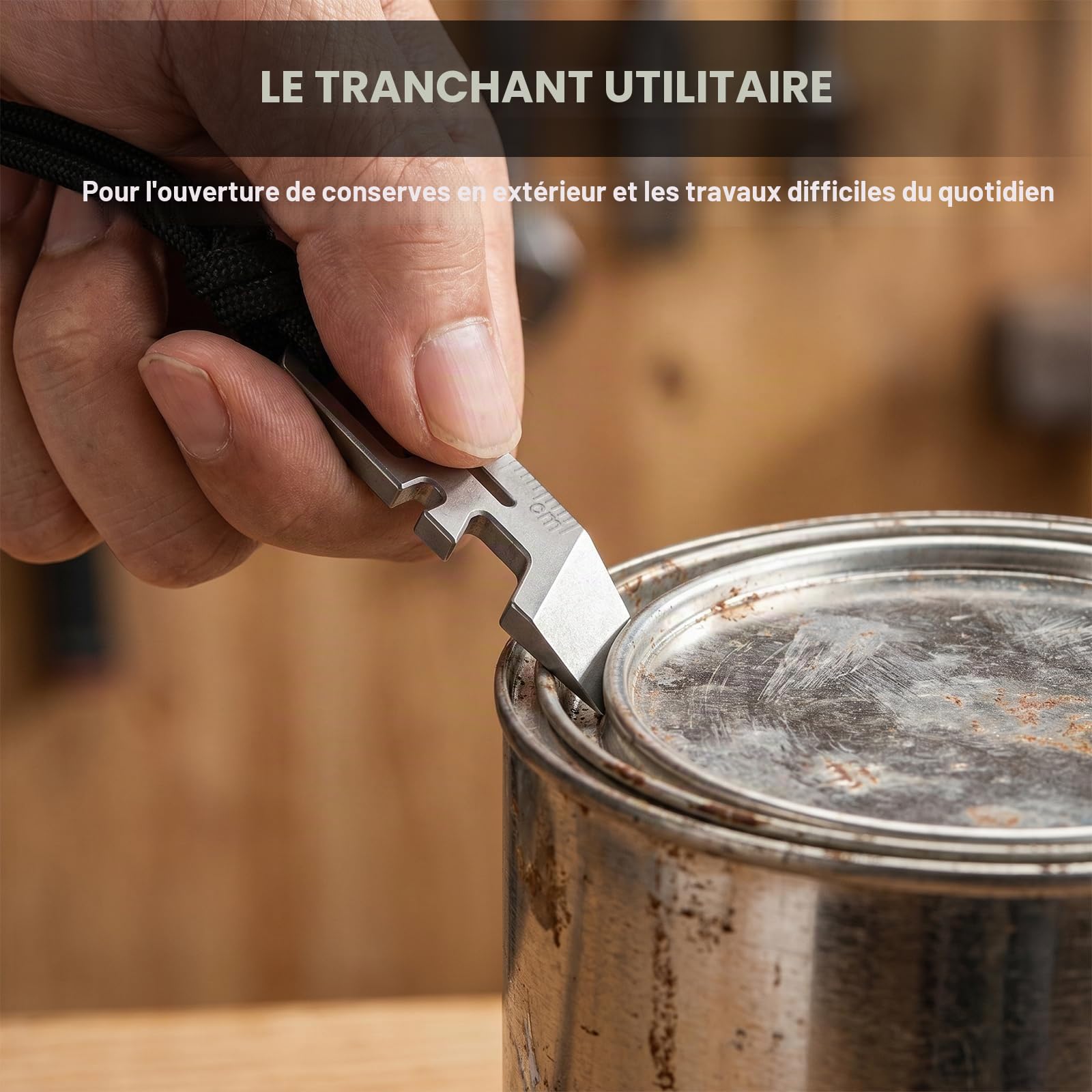 KEEPO LINK Outil multifonction 4 en 1 en titane avec décapsuleur, clé hexagonale et règle, outil de levier de poche pour le transport quotidien, le camping et l'extérieur, OLT03 (OLT09)