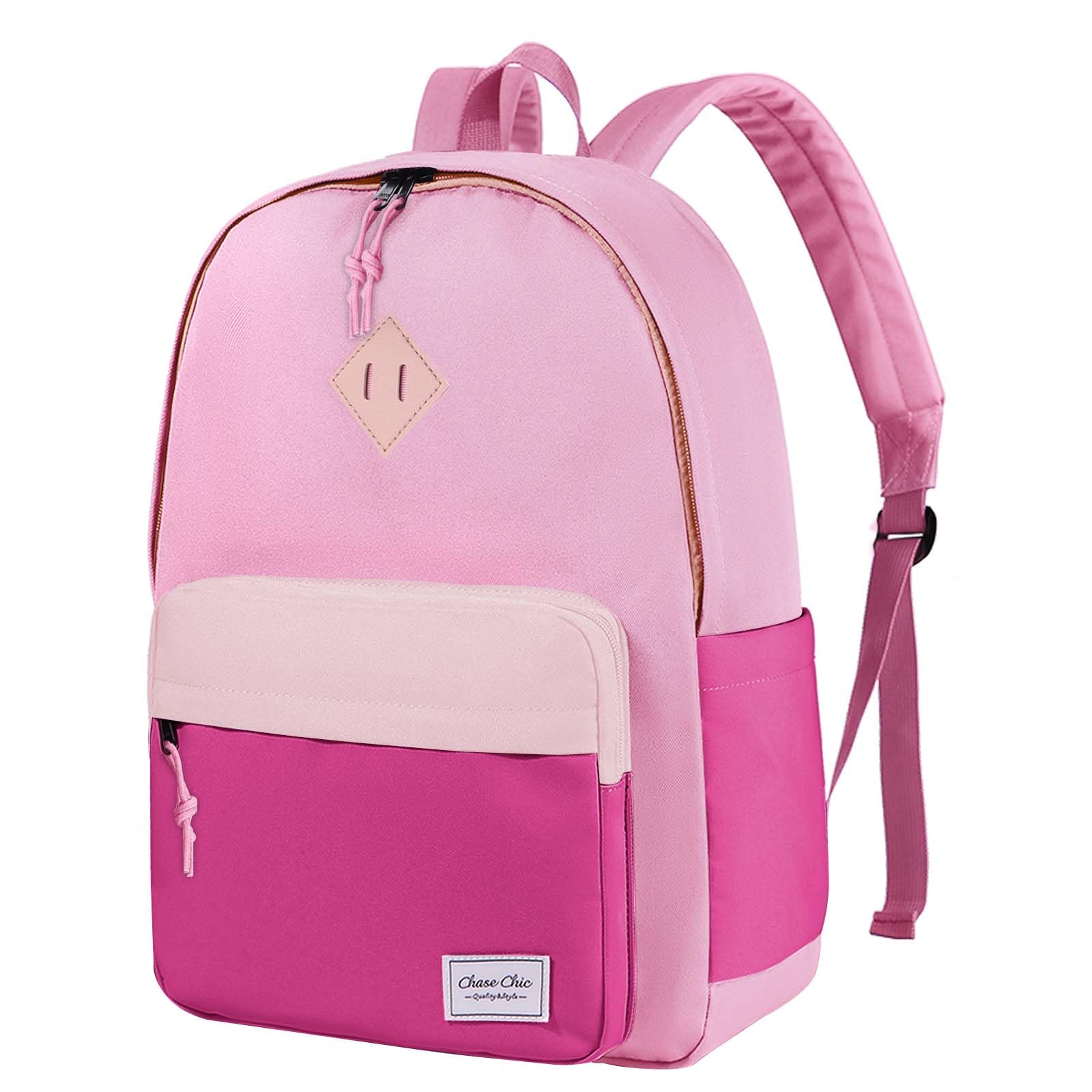 Chase Chic Rucksack Kinder,Leichter Schulrucksack Jungen Mädchen für 8-15 jahre,18L Kinderrucksack Tagesrucksack für Schule,Reisen,Outdoor,Rosa
