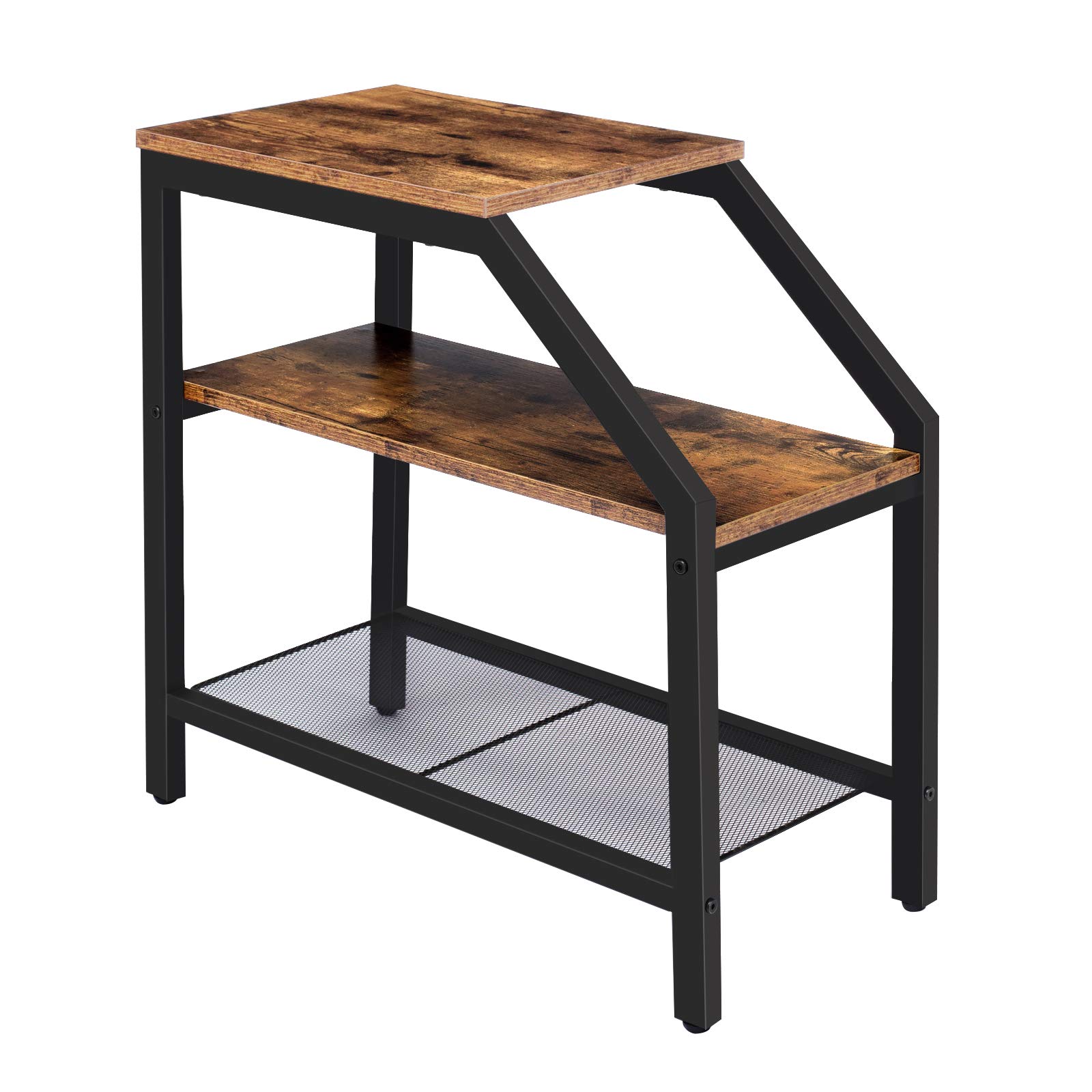Buy HOOBRO Side Table, Narrow End Table with 3Tier Storage Shelves, Industrial Nightstand for