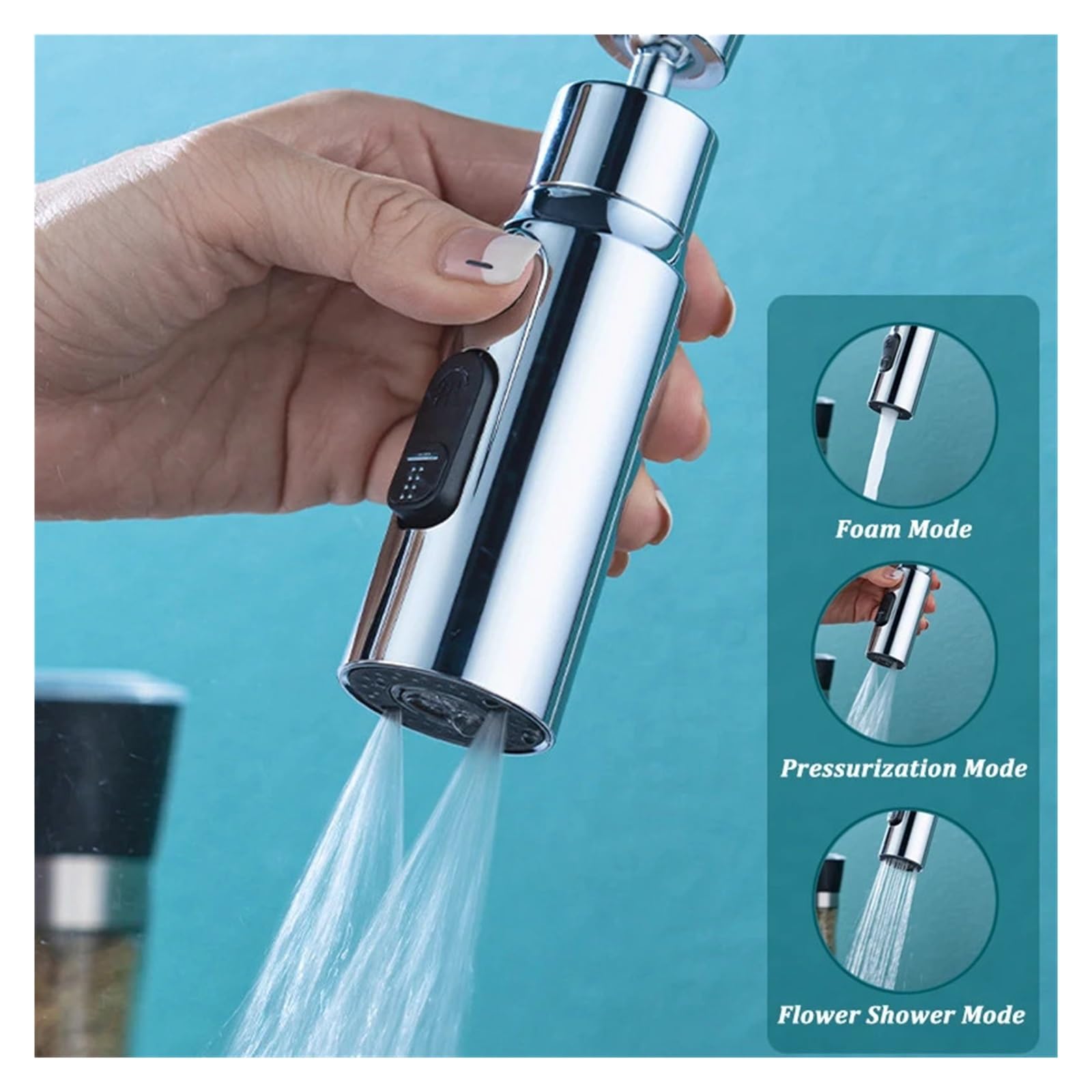 Aeratore per Rubinetto da Cucina, 3 modalità, Adattatore per prolunga Anti-Schizzi per Rubinetto da Bagno, spruzzatore per lavabo, Filtro per Rubinetto a Risparmio idric