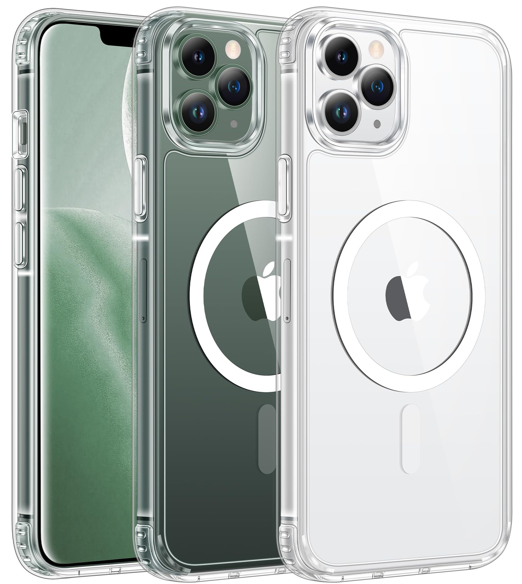FNTCASE for iPhone 11 Pro Case: Clear Magnetic Phone Cases Compatible with Magsafe Slim Anti Yellowing Military Grade Drop Protection Rugged Protective Transparent Cell Phone Cover (A-Clear) | Anti Yellowing, Magnetic, Military Grade, Drop Protection, Rugged Protective, Transparent Cell Phone Cover