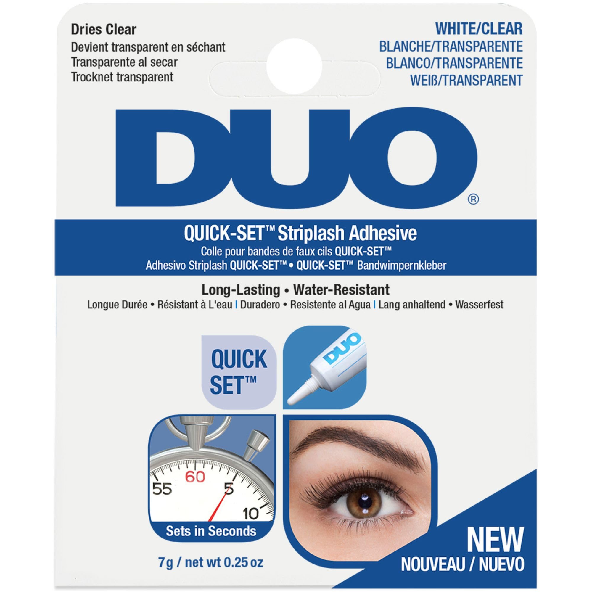 DuoQuick Set Clear Lash Glue, Striplash Adhesive, Latex Free, Rapid Dry, Easy Use, Dries Clear, False Eyelash Glue, 7 g, (Pack of 1)