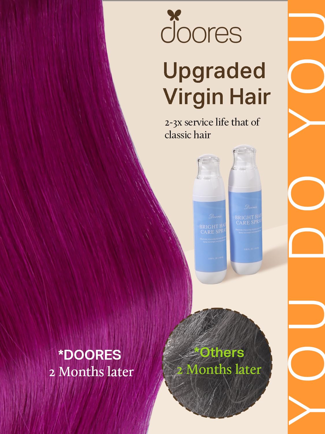 DOORES Tape in Hair Extensions Human Hair, Violet, 14 inches 10pcs 25g, HIGHLIGHT or SUPPLEMENT - Image 2