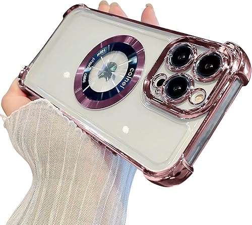 Eiyikof Funda magnética transparente para iPhone 14 Pro Max, protección de lujo brillante en las cuatro esquinas, a prueba de golpes, de grado