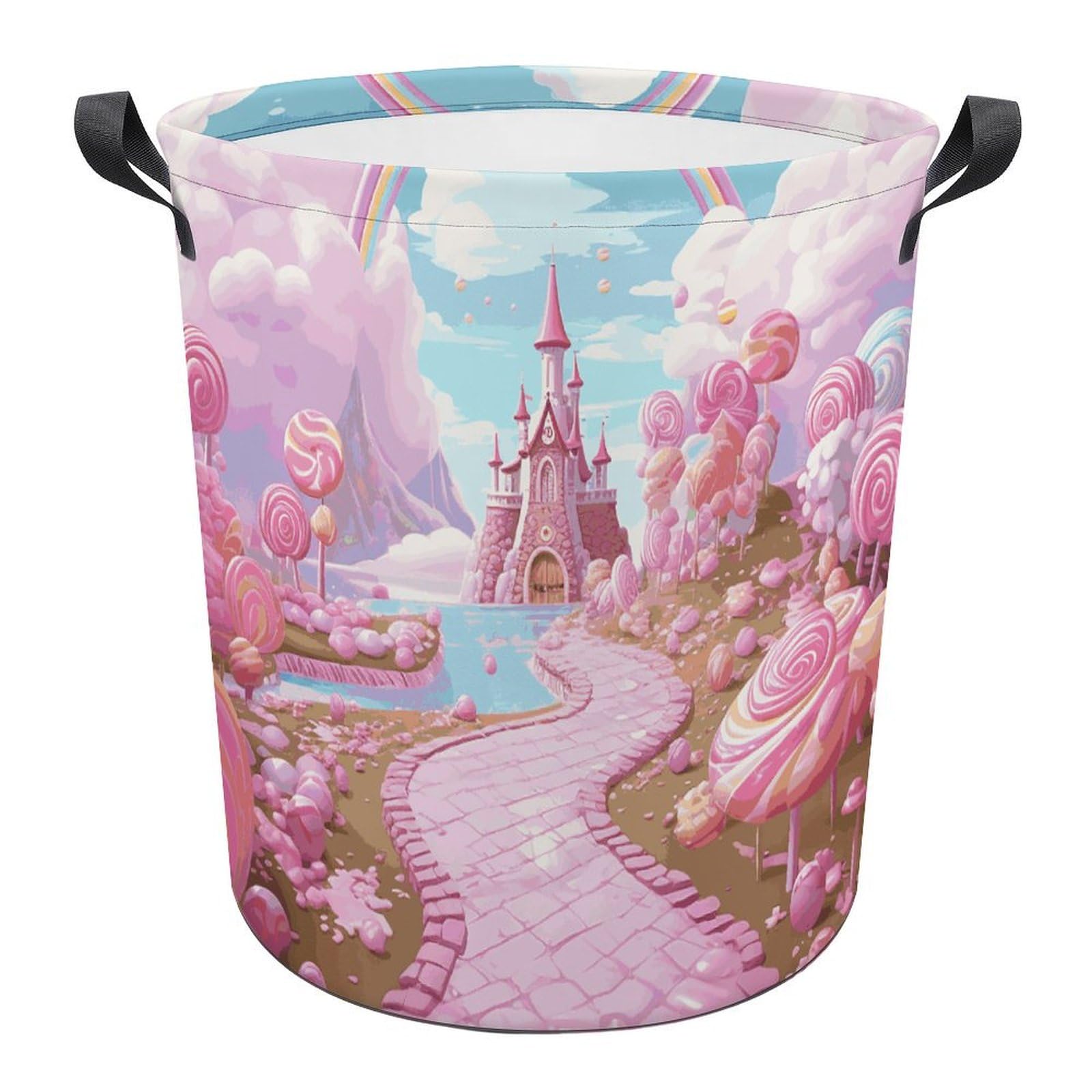 Grand panier à linge anti humidité rose bonbon pour linge humide