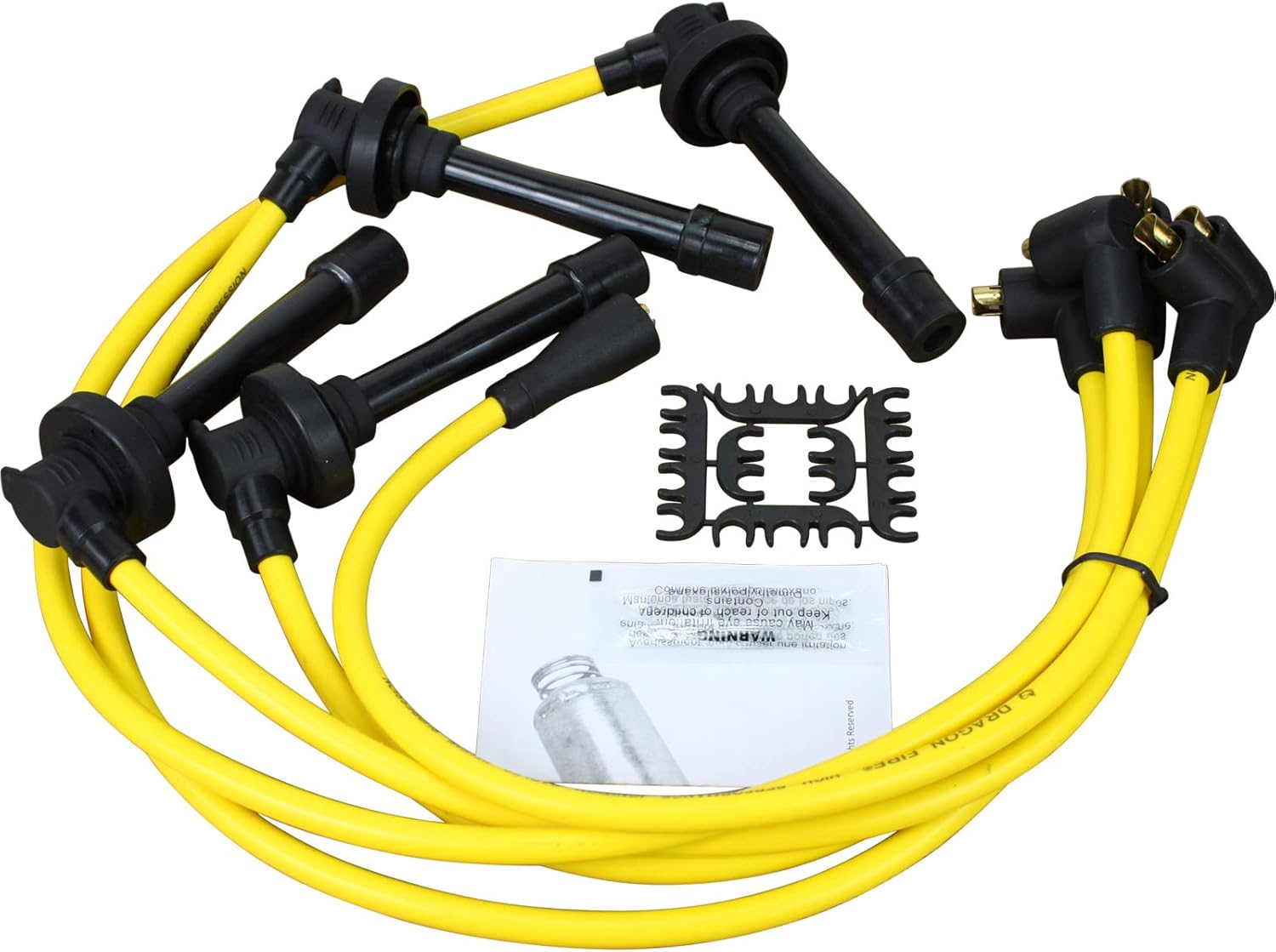 DRAGON FIRE PERFORMANCE 8.5mm Yellow Ignition Spark Plug Wire Set For All 1992-2002 Acura Honda Integra Civic B-Series V-Tech All 1.6L 1.8L B16 B17 B18 B20 JDM Replaces HE64 Oem Fit PWTD-DF-Y