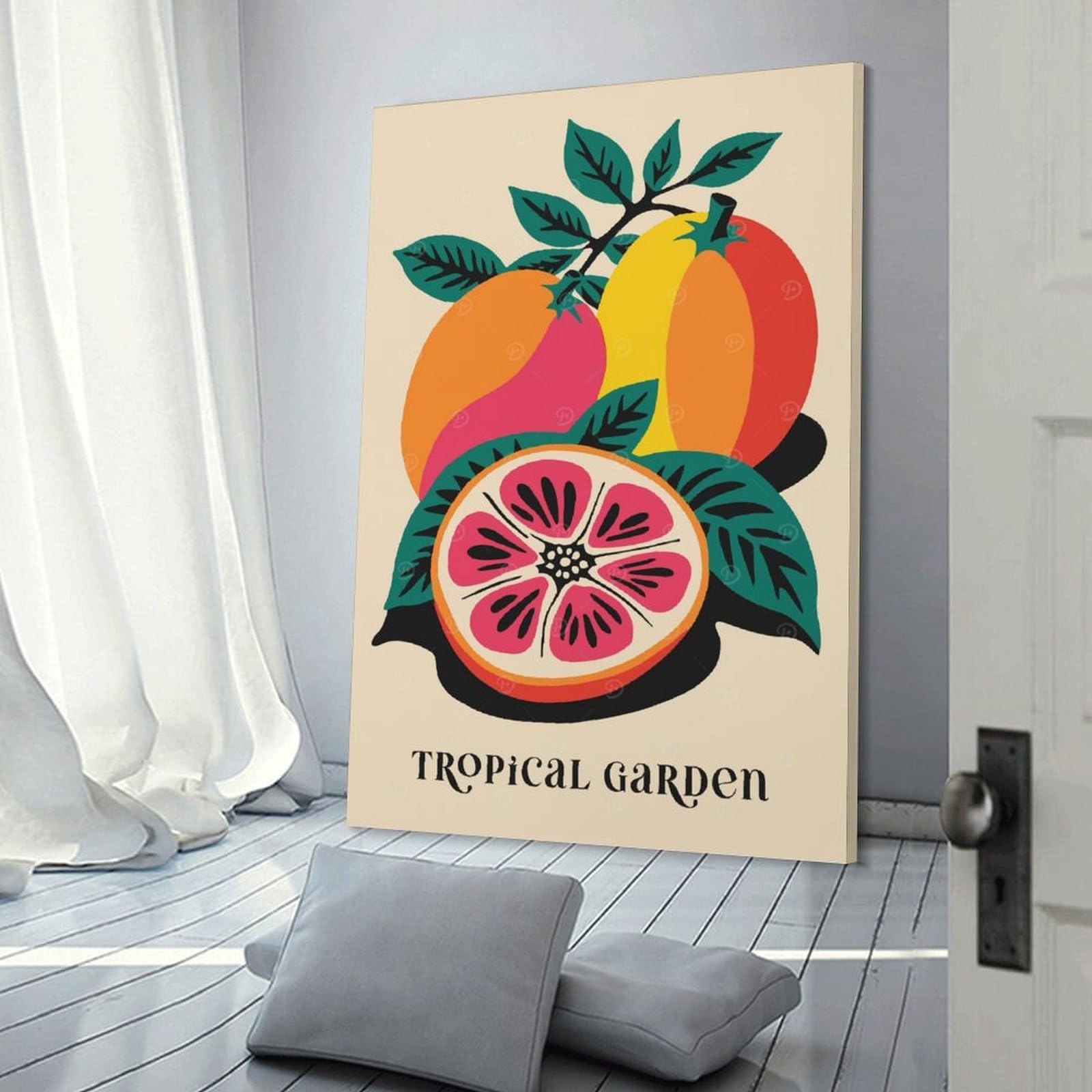 Junmoney Tropical Garden Art Canvas Wall Art, 12x18inch(30x45cm), for Entrance Walls, Hall Decor Or Foyers, Wall Decor to Refresh Empty Corners