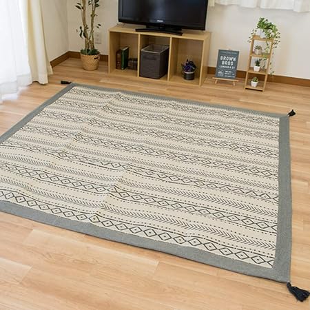 Amazon ラグ ラグマット185 185cm ブラック 黒 2畳 2帖 正方形 カーペット 夏用 綿100 綿ラグ 洗える インド綿 おしゃれ かわいい オールシーズン 綿 シンプル Peet ピート ラグ カーペット オンライン通販