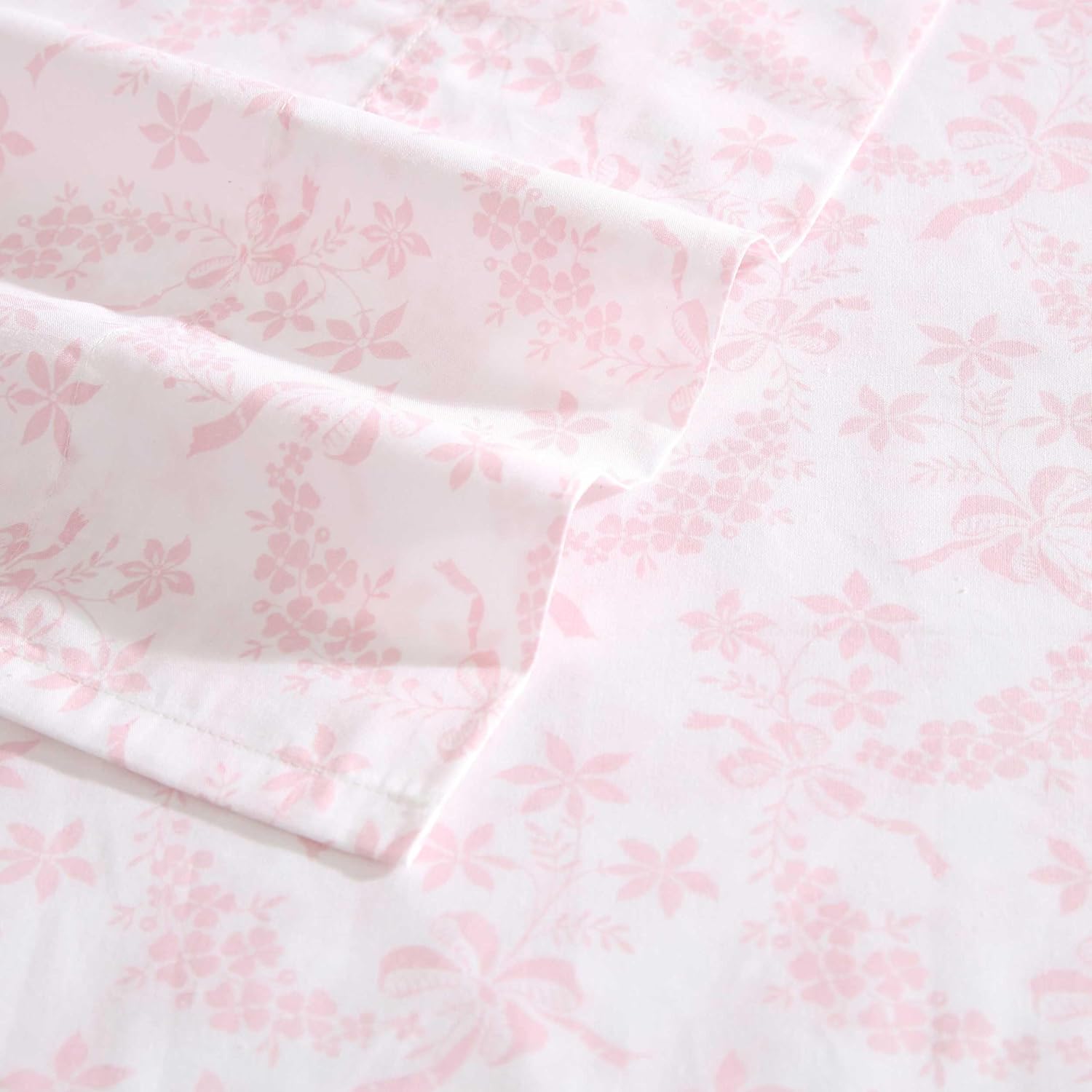 Laura Ashley - King Sheet Set, Crisp & Cool Cotton Percale Bedding with Deep Pockets, Lightweight for Year Round Comfort, Bed Sheets with Matching Pillowcases (Antoinette Pink) - Image 3