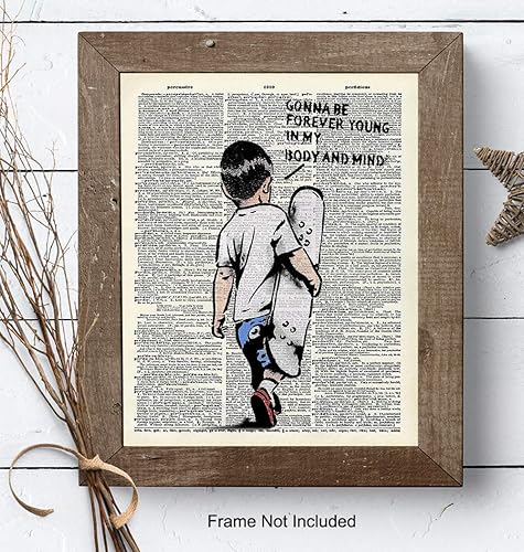 Miniatura 7 de Banksy Skateboard Motivational Upcycled Dictionary Wall Art - Inspirational Graffiti, Urban Street Art Poster Print - Home Decor for Nursery, Kids