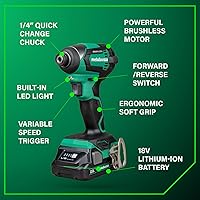 Vista 3 de Metabo HPT Kit combinado de taladro conductor inalámbrico sin escobillas multivoltios de 18 V y destornillador de impacto, kit de herramientas