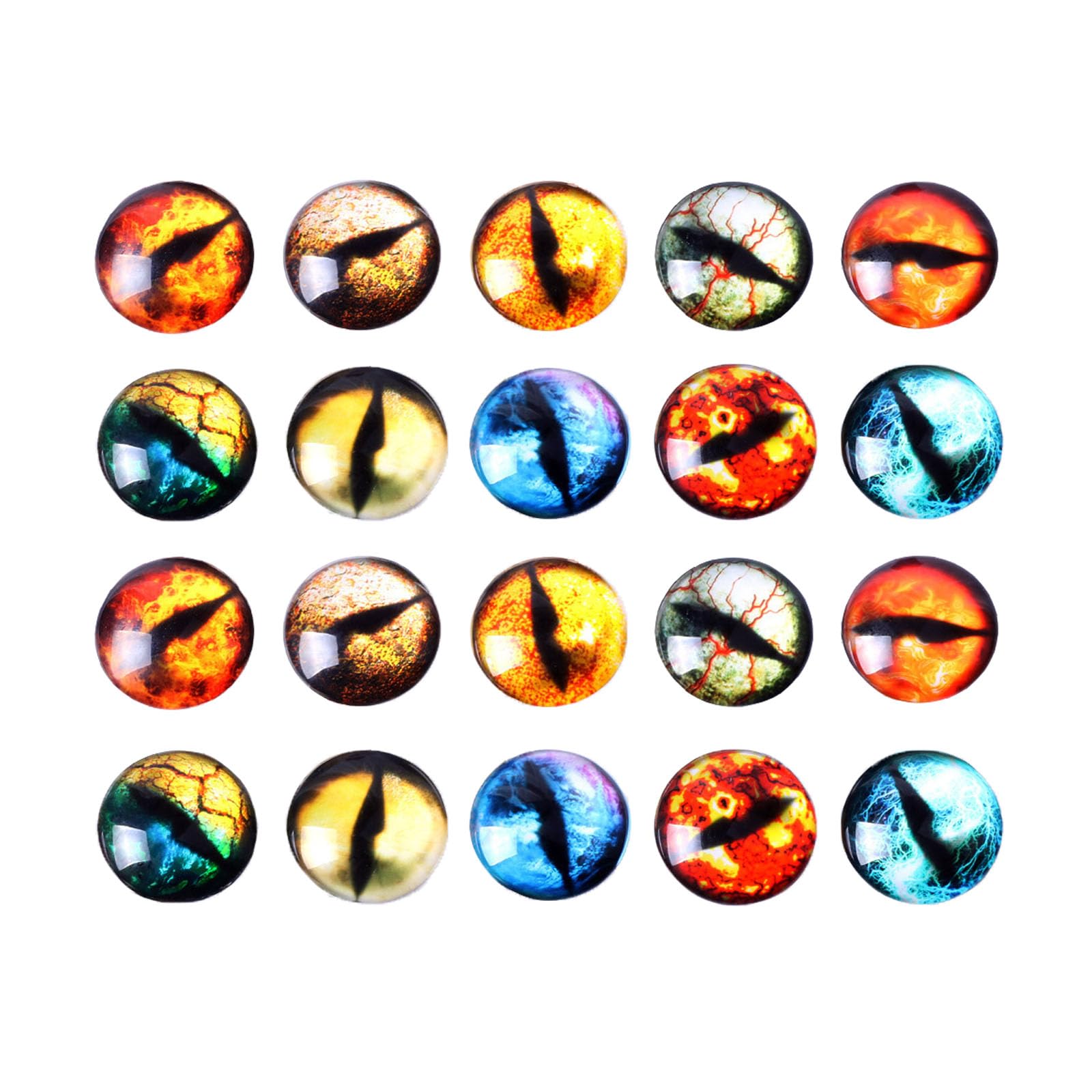 20 Pcs Vertical Eyes Mixed Eye Printed Glass, Round Glass Cabochons for Jewelry Findings Cameo Pendant Making (40mm/1.5 inch)