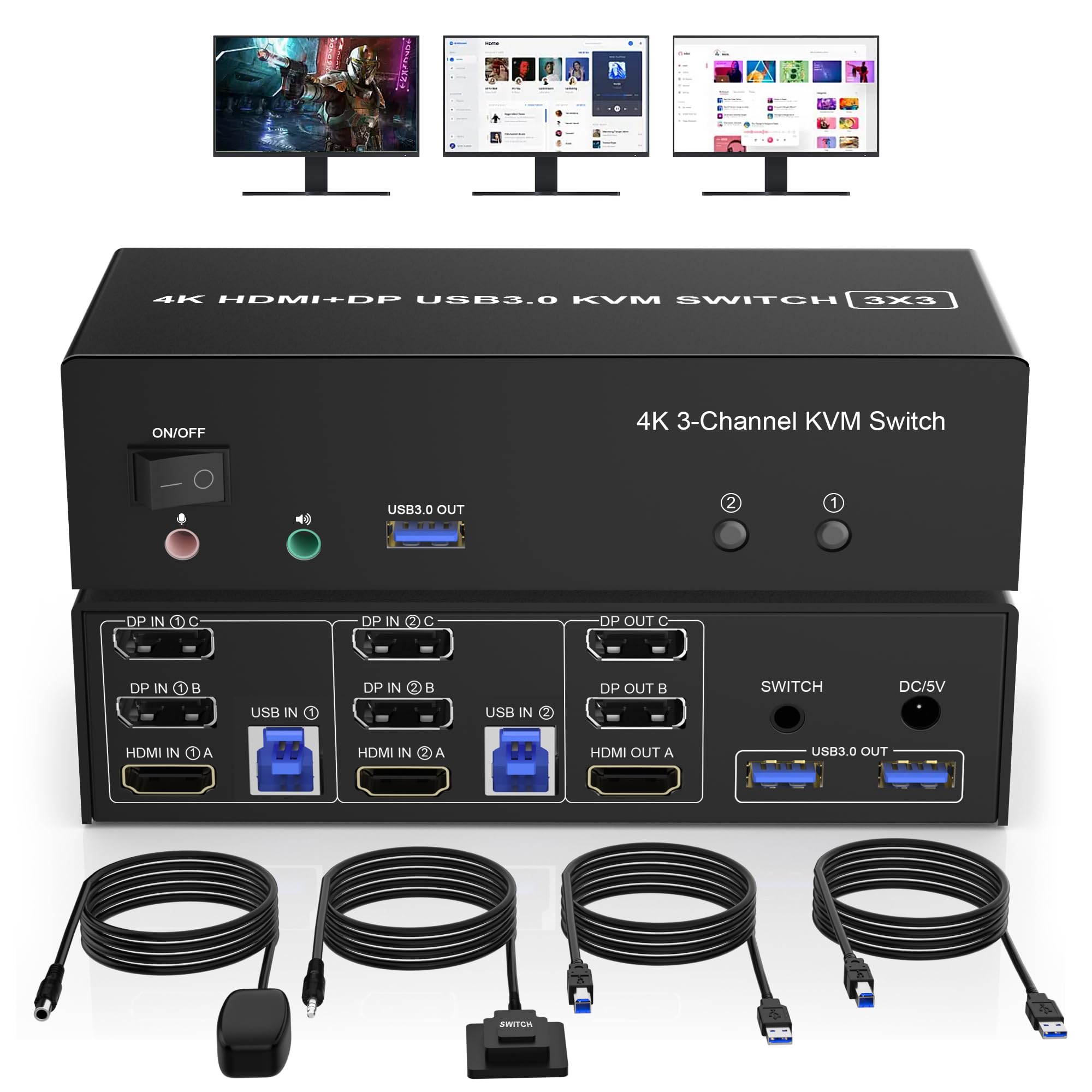 HDMI + 2 Displayport 3 モニタ KVM スイッチ Amazon.co.jp: HDMI + 2 Displayport 3 モニター KVMスイッチ USB 3.0