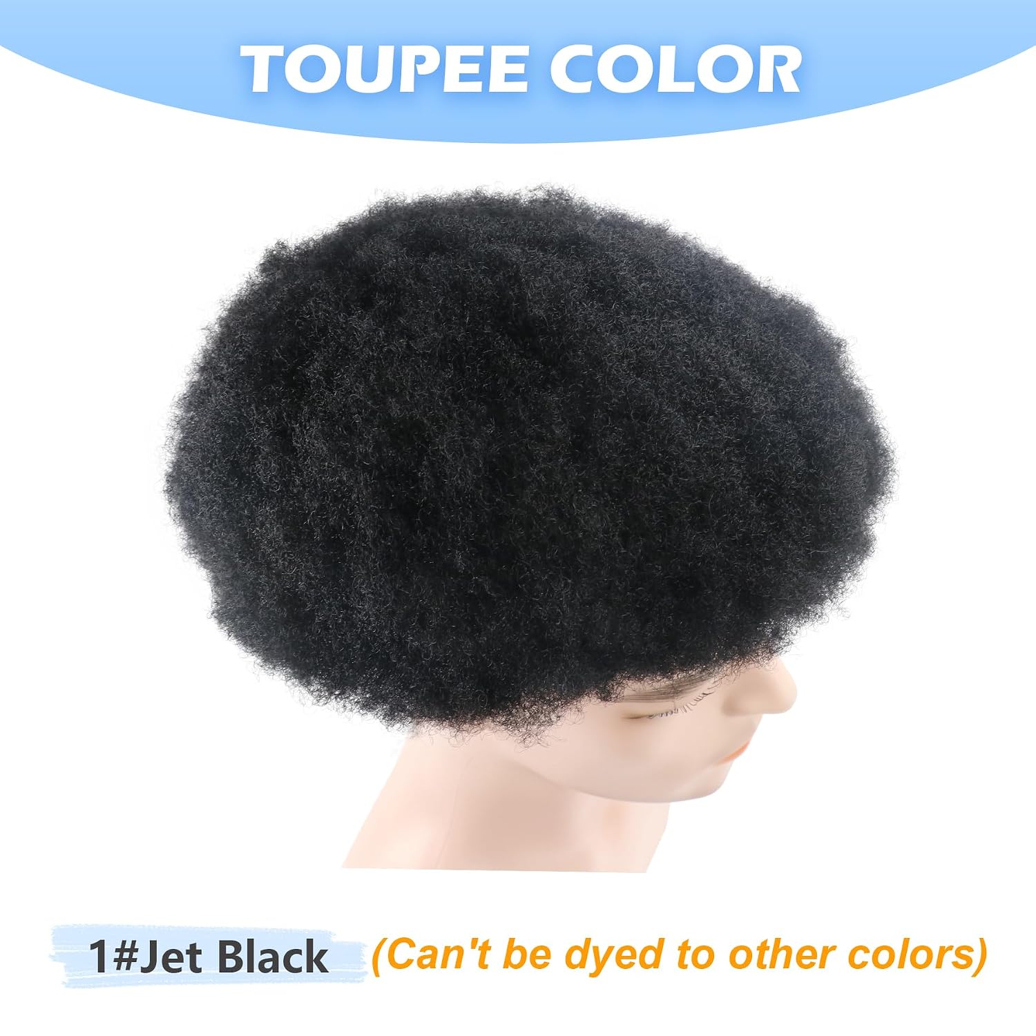 Toupee for men Afro Curl Hairpieces for Black Men Hair Replacement 100% Soft Human Hair Male Unit Transparent Pu Hairpiece 4MM Curly 1# Jet Black 8x10inch