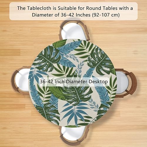 Vista 289 de Pardick Mantel redondo ajustable con diseño de flores de arte en acuarela con mantel elástico, mantel elástico redondo, impermeable, lavable, se