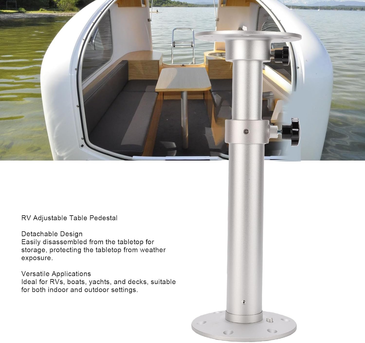 Aramox Adjustable Boat Table Pedestal, RV Table Leg Base Kit with Detachable Design for Yacht Motorhome Camping