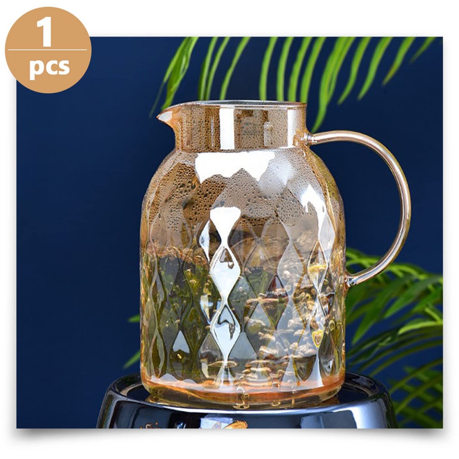 Krüge 1800 ml Glaskrug großer Topf Kaltwasserkrug kaltes Wassergetränkskrug Krug Wasserkrug (Color : Light Brown)