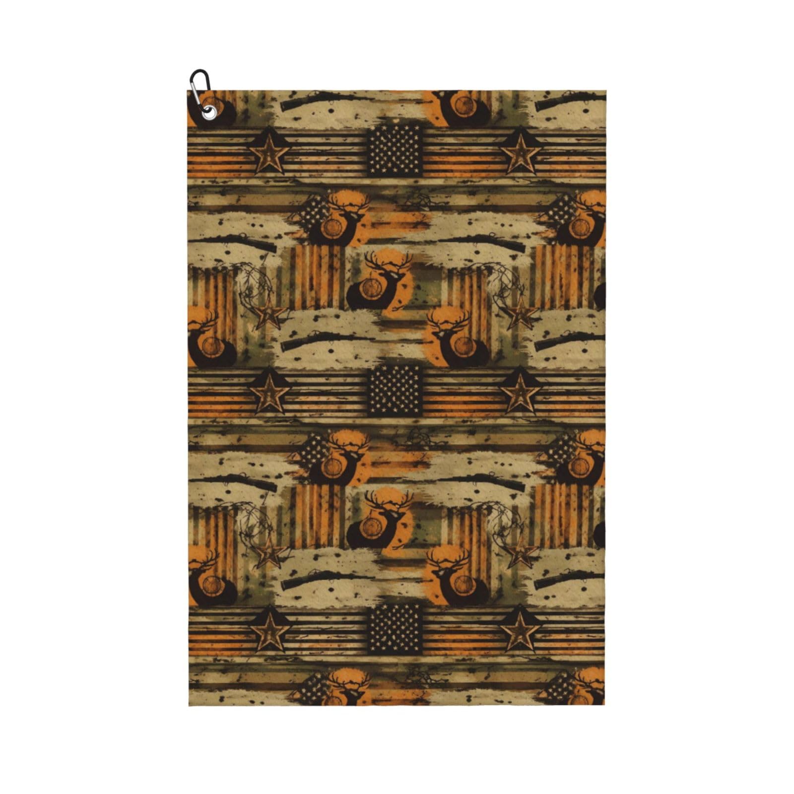 Camouflage Camo American Flag Hunting Deer Golf Towel 24 x 16 inches