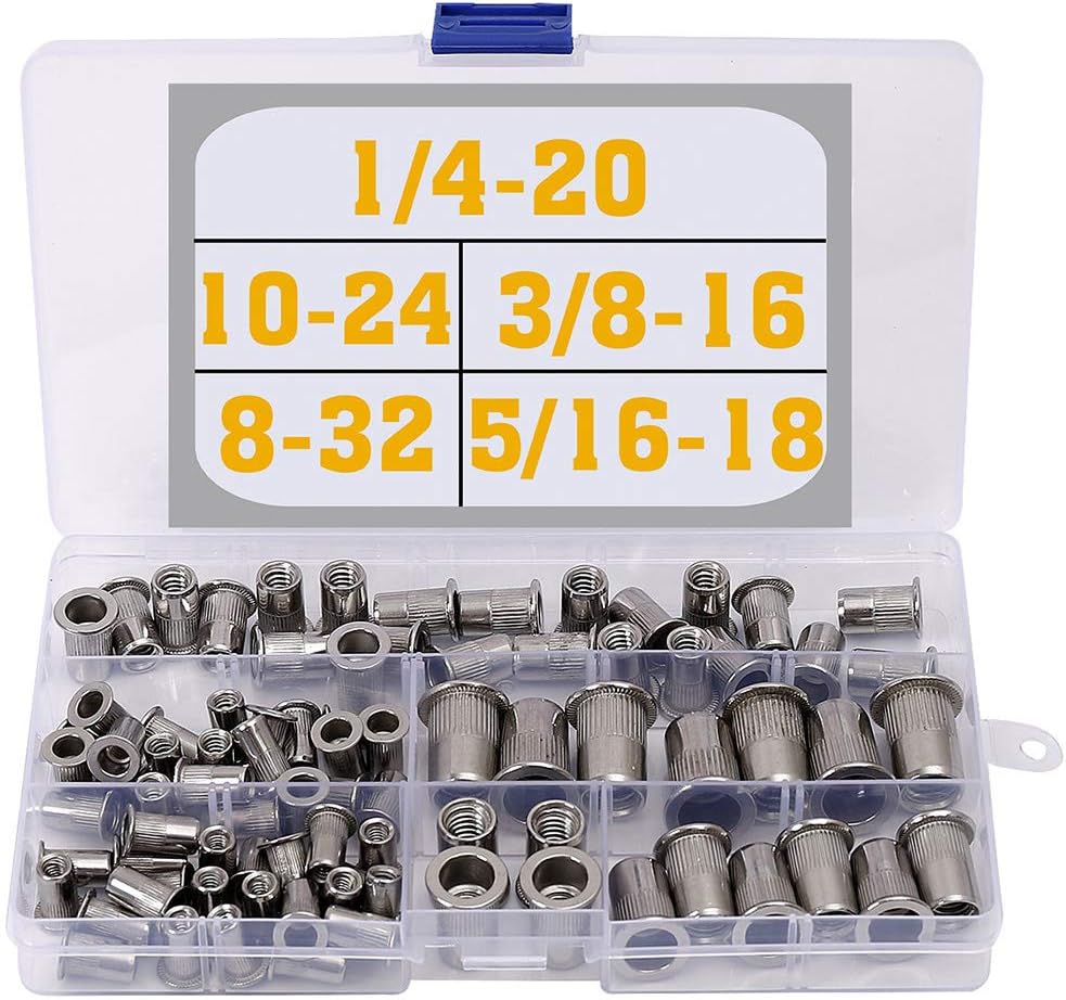 Stainless Steel Rivet Nuts Kit #8-32#10-24 1/4"-20 5/16"-18 3/8"-16 Threaded Insert Nutsert Rivnuts