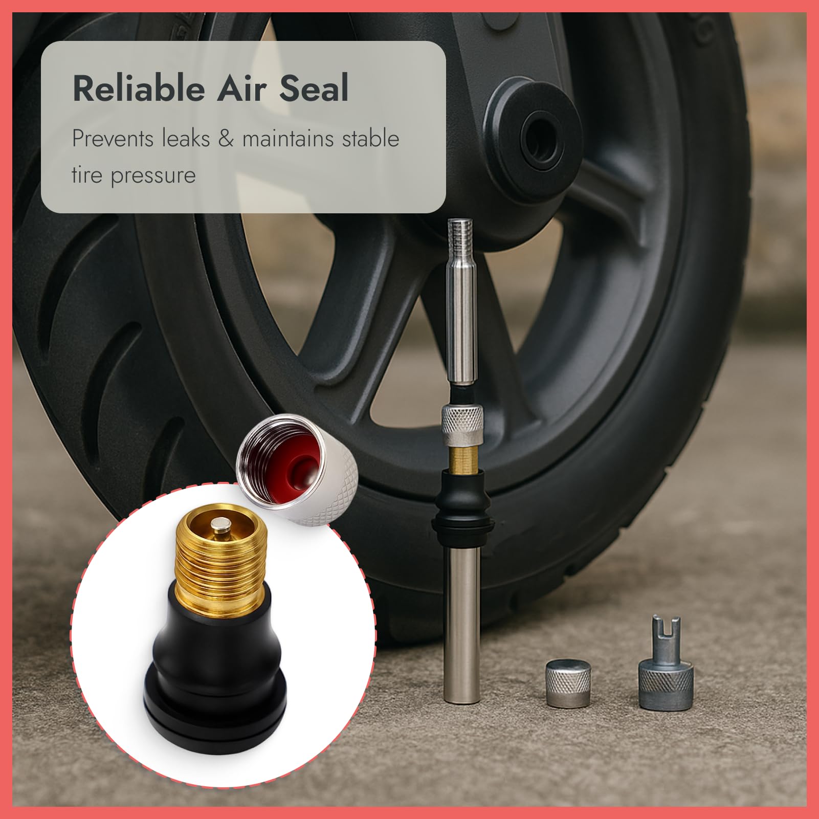 6 pezzi Valvola tubeless, adattatore prolunga per monopattino elettrico, set durevole di prolunghe valvola con funzione di tenuta, accessorio per pneumatici tubeless, montaggio facile, universale
