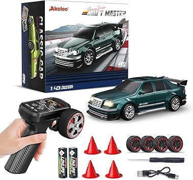 1/43 Mini RC Drift Car with Gyroscope, 4WD Full Proportional RC Car, 2.4GHZ Hobby Grade Remote Control Cars, RTR Model Vehicle, 20+KM/H High Speed for Hobbyists Kids Adults(Green)